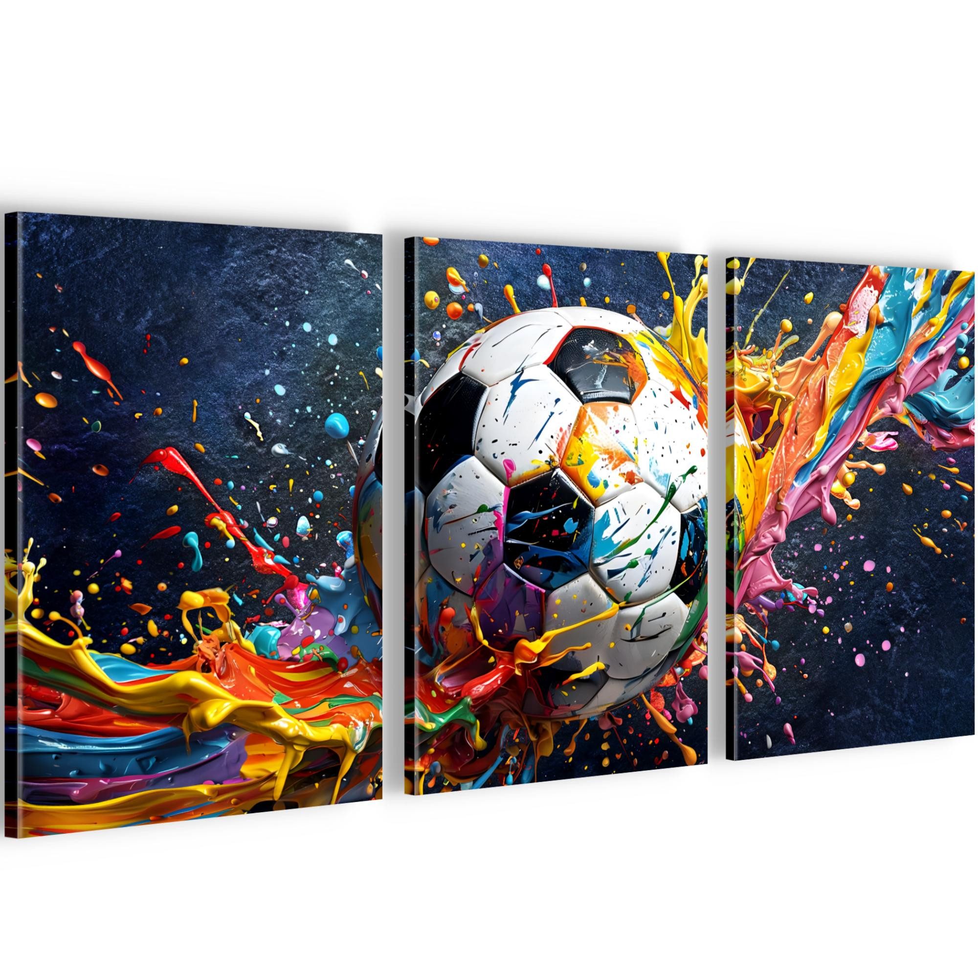 Runa Art Wandbild Fussball Wanddeko aus Vlies-Leinwand Loft Gamer Graffiti Streetart, 20 x 30 cm - 3 Bilder