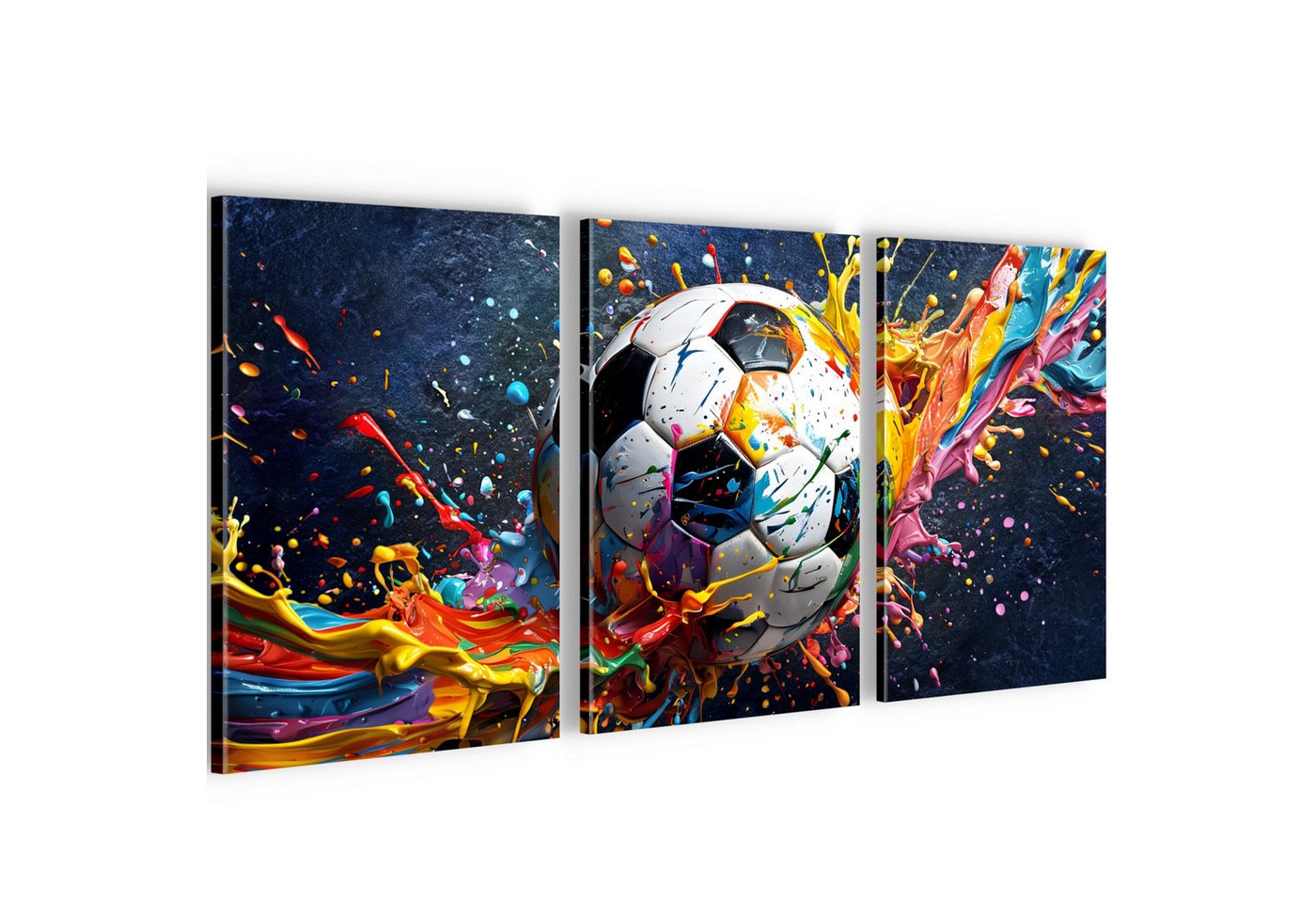 Runa Art Wandbild Fussball Wanddeko aus Vlies-Leinwand Loft Gamer Graffiti Streetart, 20 x 30 cm - 3 Bilder