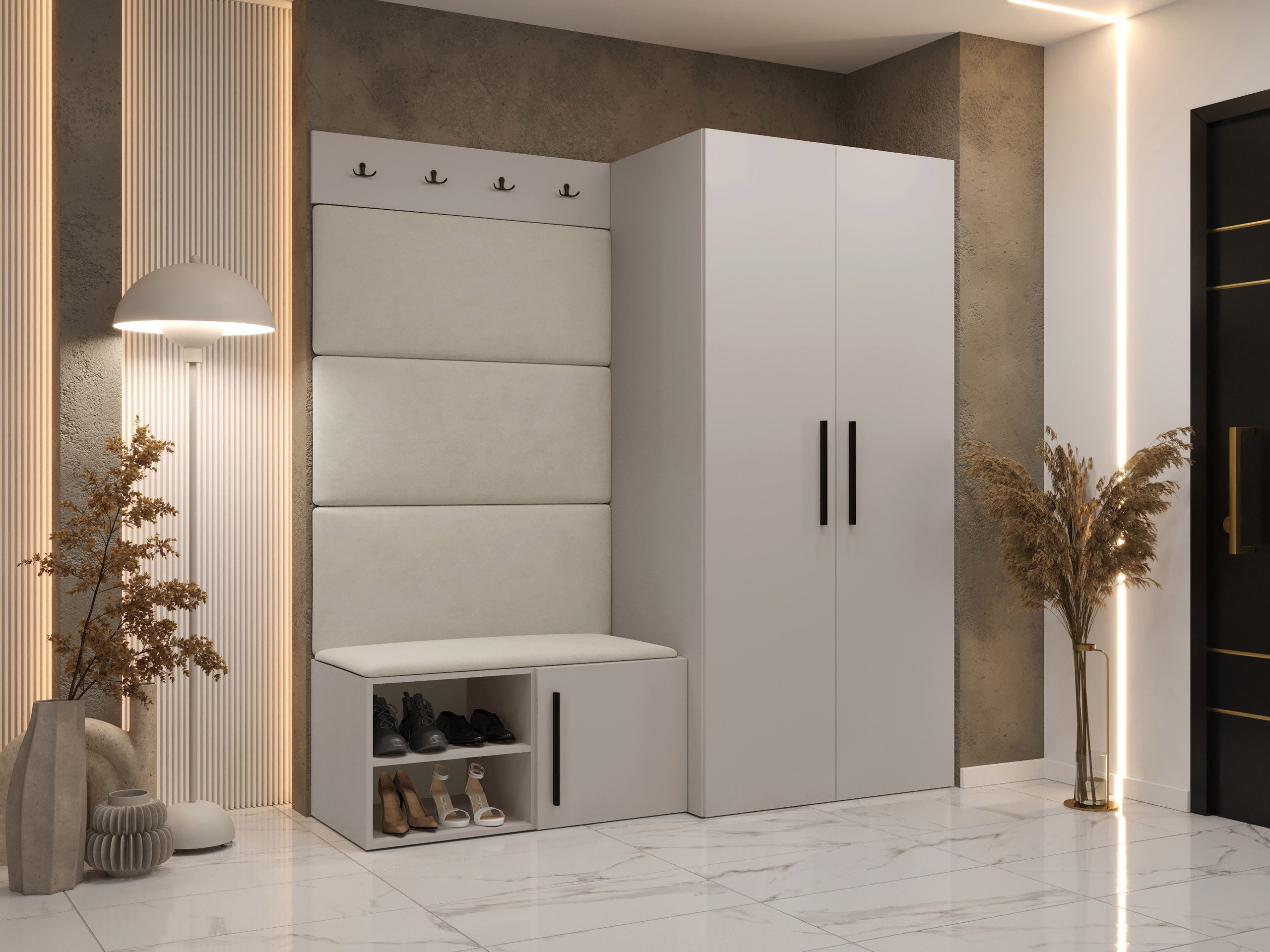 MIRJAN24 Garderoben-Set Medi I, (Drehtürenschrank, Schuhschrank, 4x Paneel günstig online kaufen