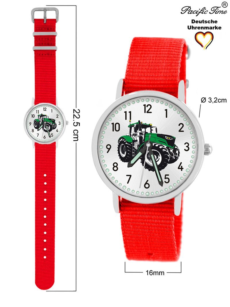 Pacific Time Quarzuhr Kinder Armbanduhr Versand Mix Traktor - rot Design Wechselarmband, grün und Match Gratis