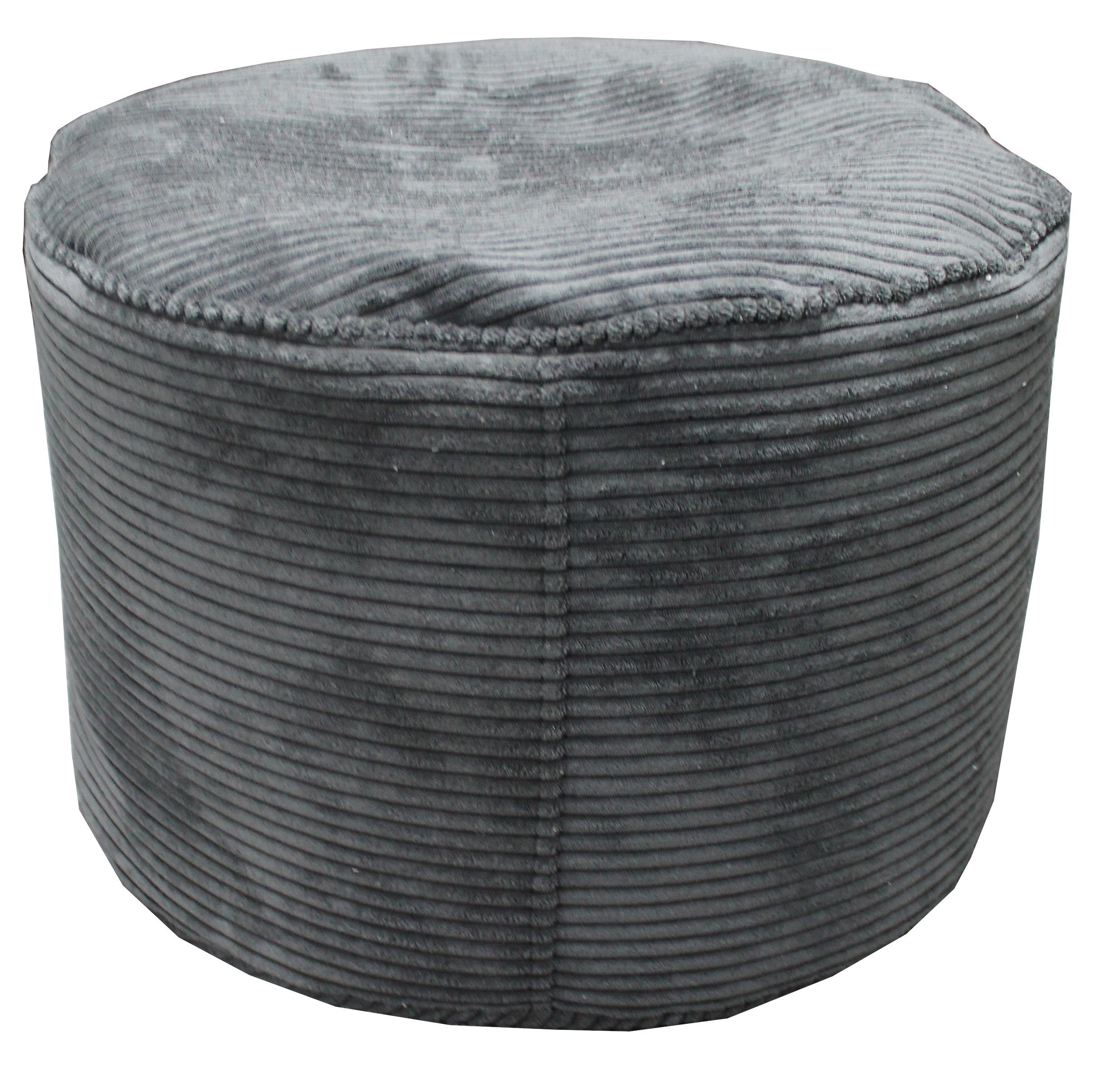 k-hometrends Sitzsack LoungeMate Sitzsack mit Hocker, Cord, Grau, Sitzsack mit Hocker