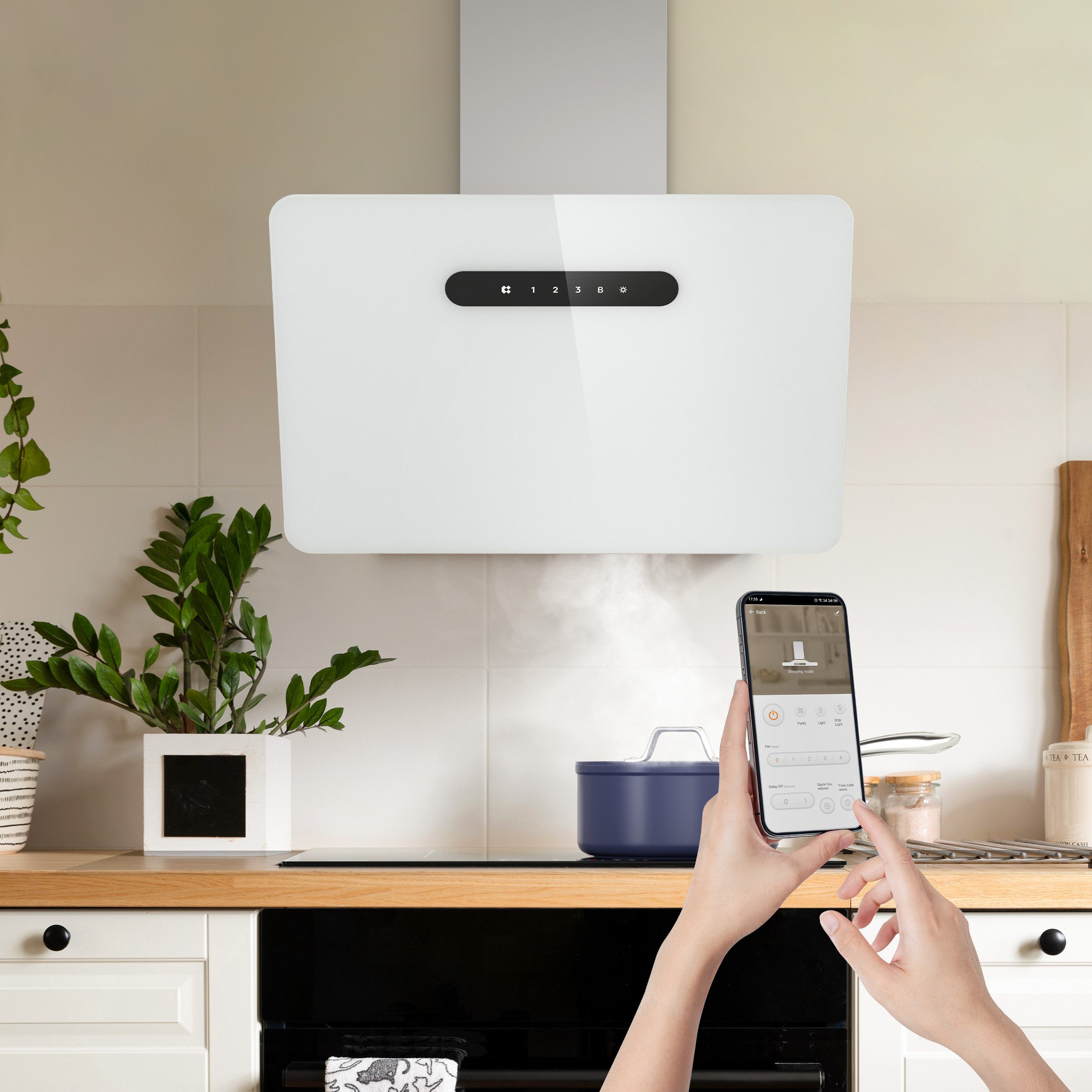 CIARRA Kopffreihaube VMW6736K Dunstabzugshaube A+++ leise Umluft Abluft VMW6736K Dunstabzugshaube A+++ leise Umluft Abluft, 650m³/h 60 cm WIFI App SensorTouch mit BOOST Schräghaube
