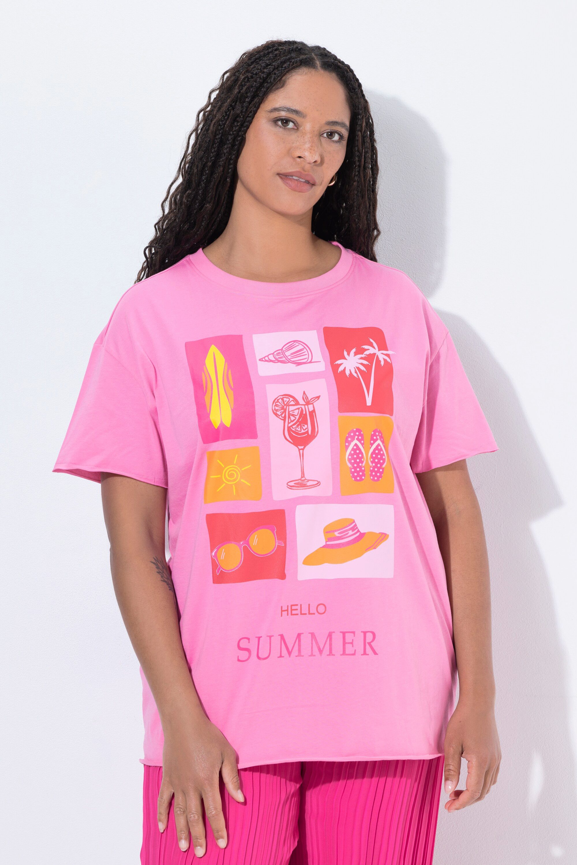 T-Shirt T-Shirt Boxy Fit Summer-Motiv Halbarm