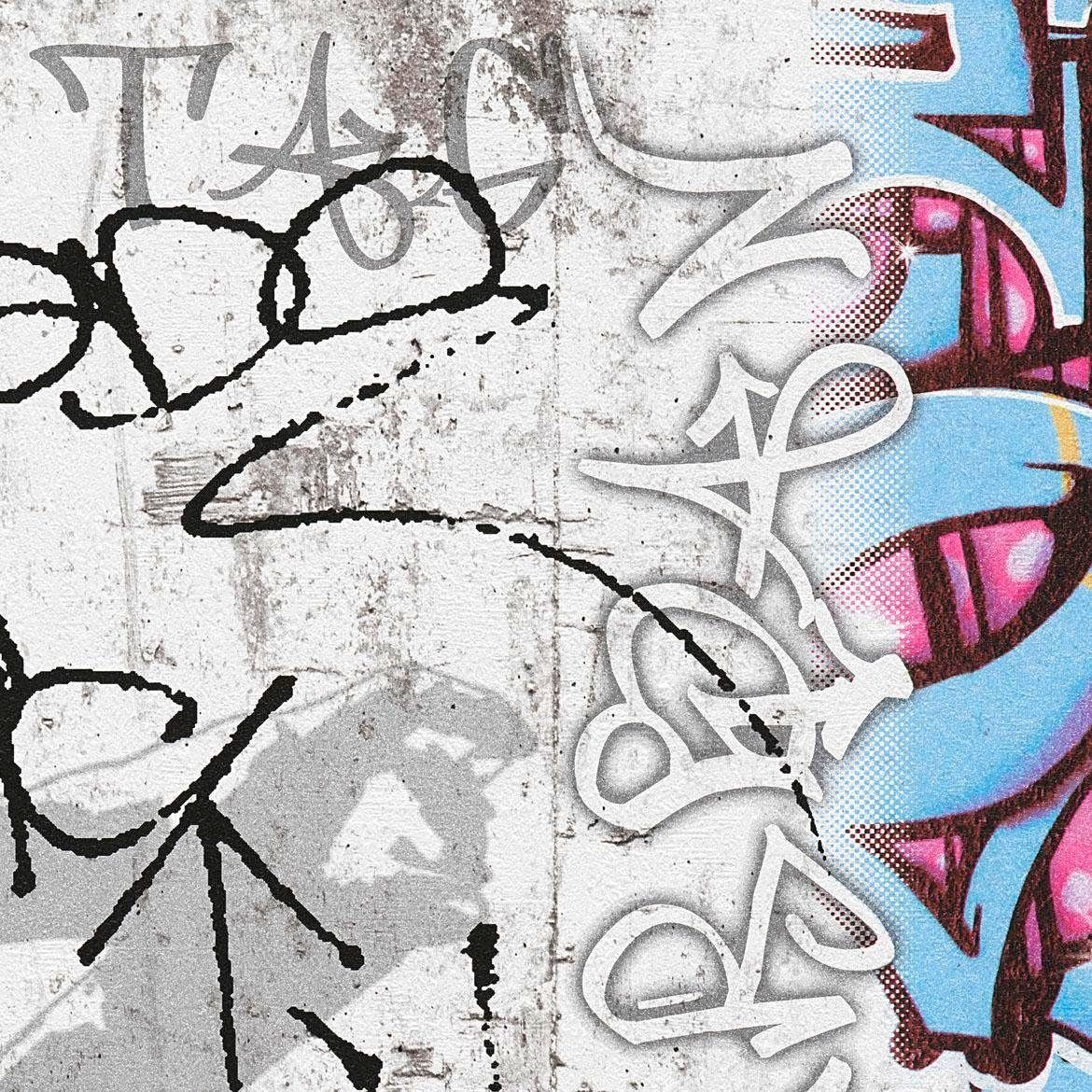 Papiertapete Boys Girls, & A.S. living Création walls Moderne Tapete Grafitti grau/rot