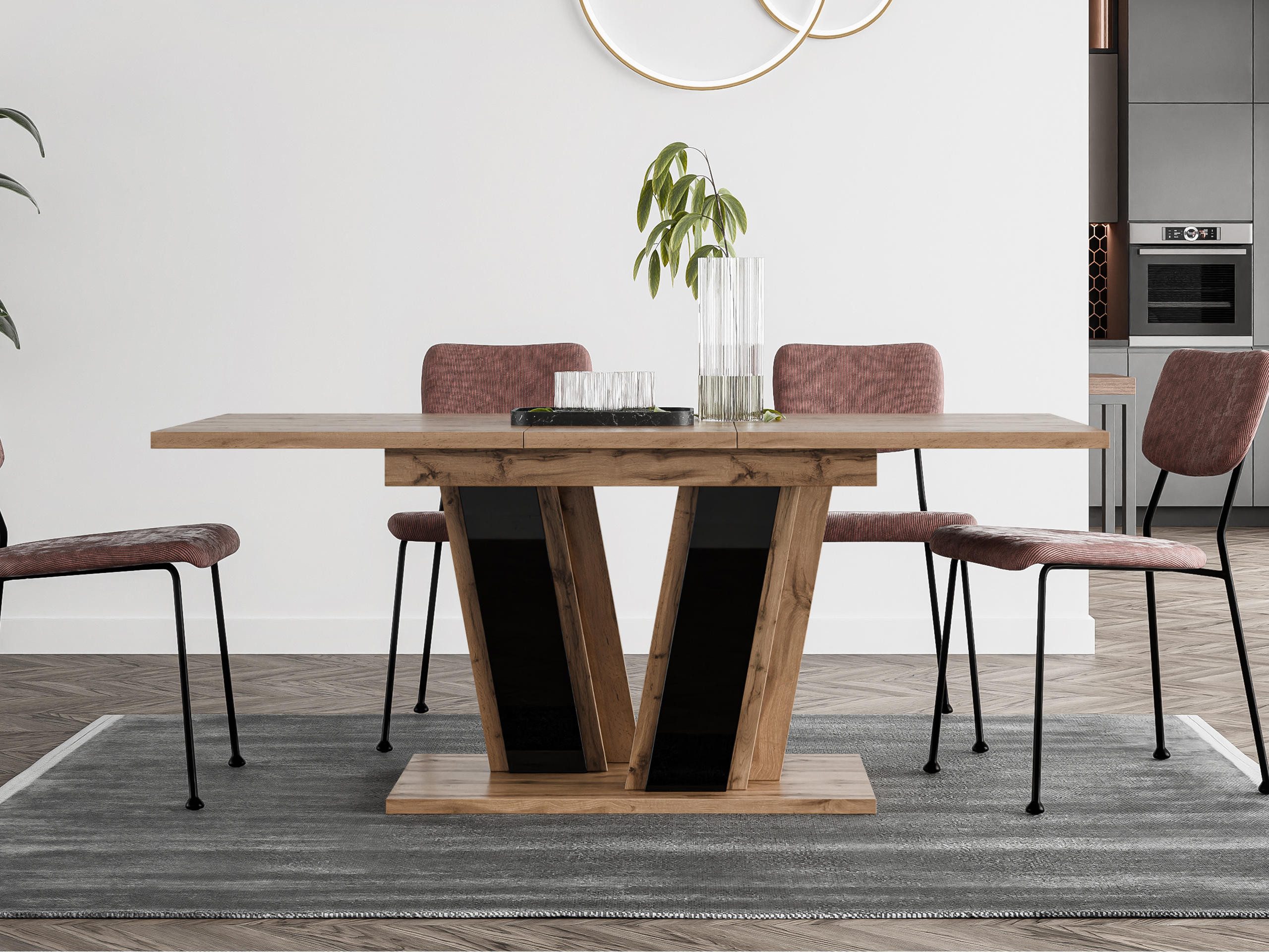 MIRJAN24 Esstisch Muss 160 (Ausziehbar - 1x Einlegeplatte), 120-160x80x75 cm, Rechteck