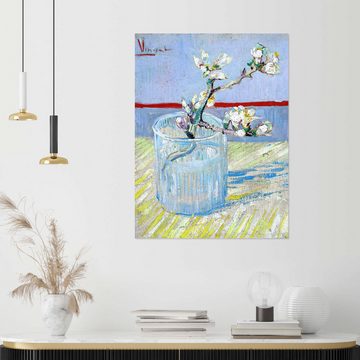 Posterlounge Wandfolie Vincent van Gogh, Blühender Mandelbaumzweig in einem Glas, Wohnzimmer Malerei