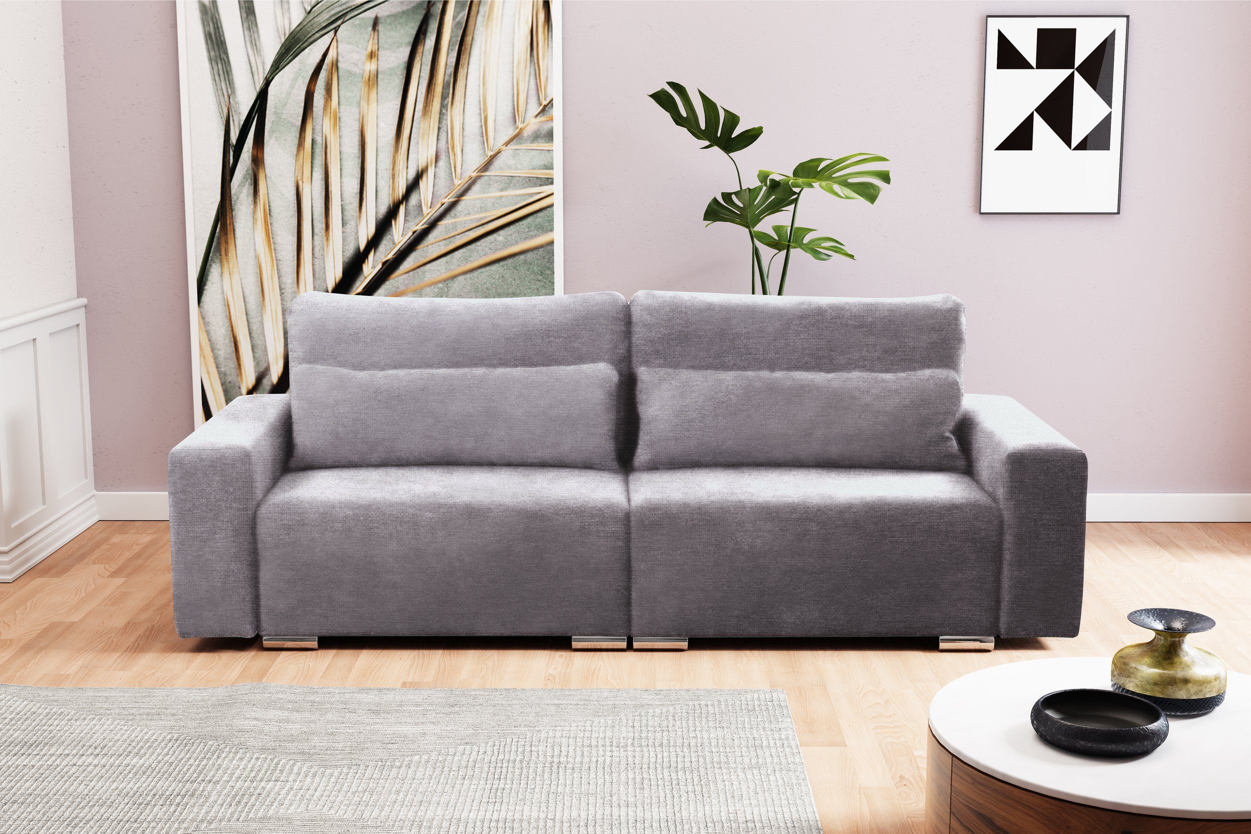 Modern Sofa, Design, im 2-Sitzer, frei Bettfunktion, Raum stellbar, 3-Sitzer Afina, Stylefy inklusive mit Modern Kissen,