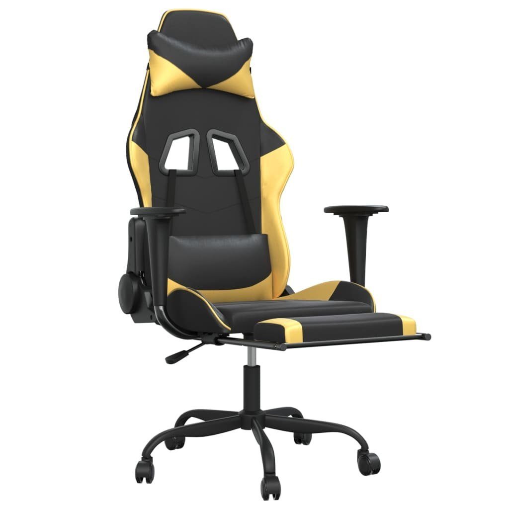 furnicato Gaming-Stuhl mit St) und Fußstütze Golden Schwarz Kunstleder (1