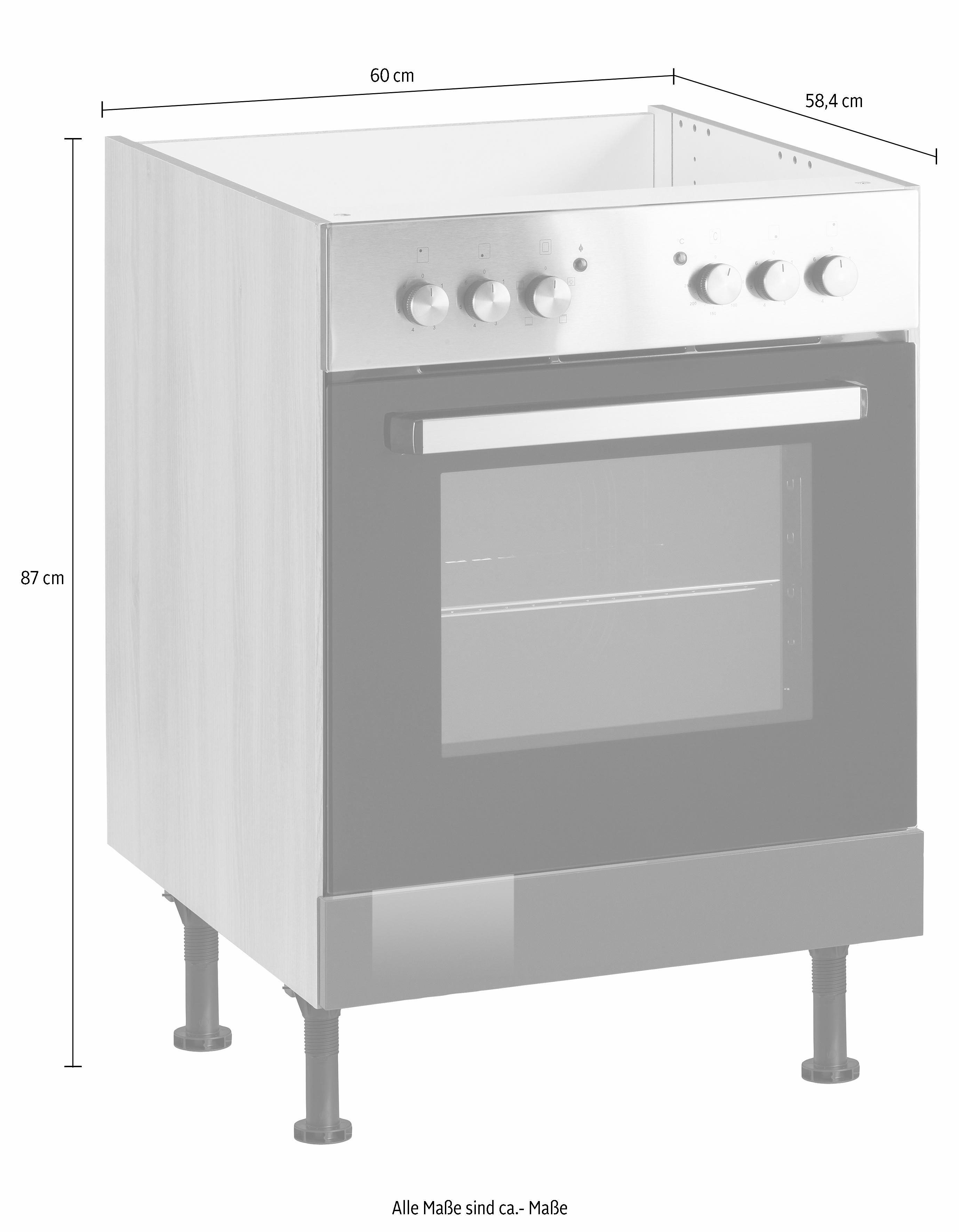 breit, 60 cm basaltgrau basaltgrau/basaltgrau | mit Herdumbauschrank OPTIFIT höhenverstellbaren Bern Stellfüßen