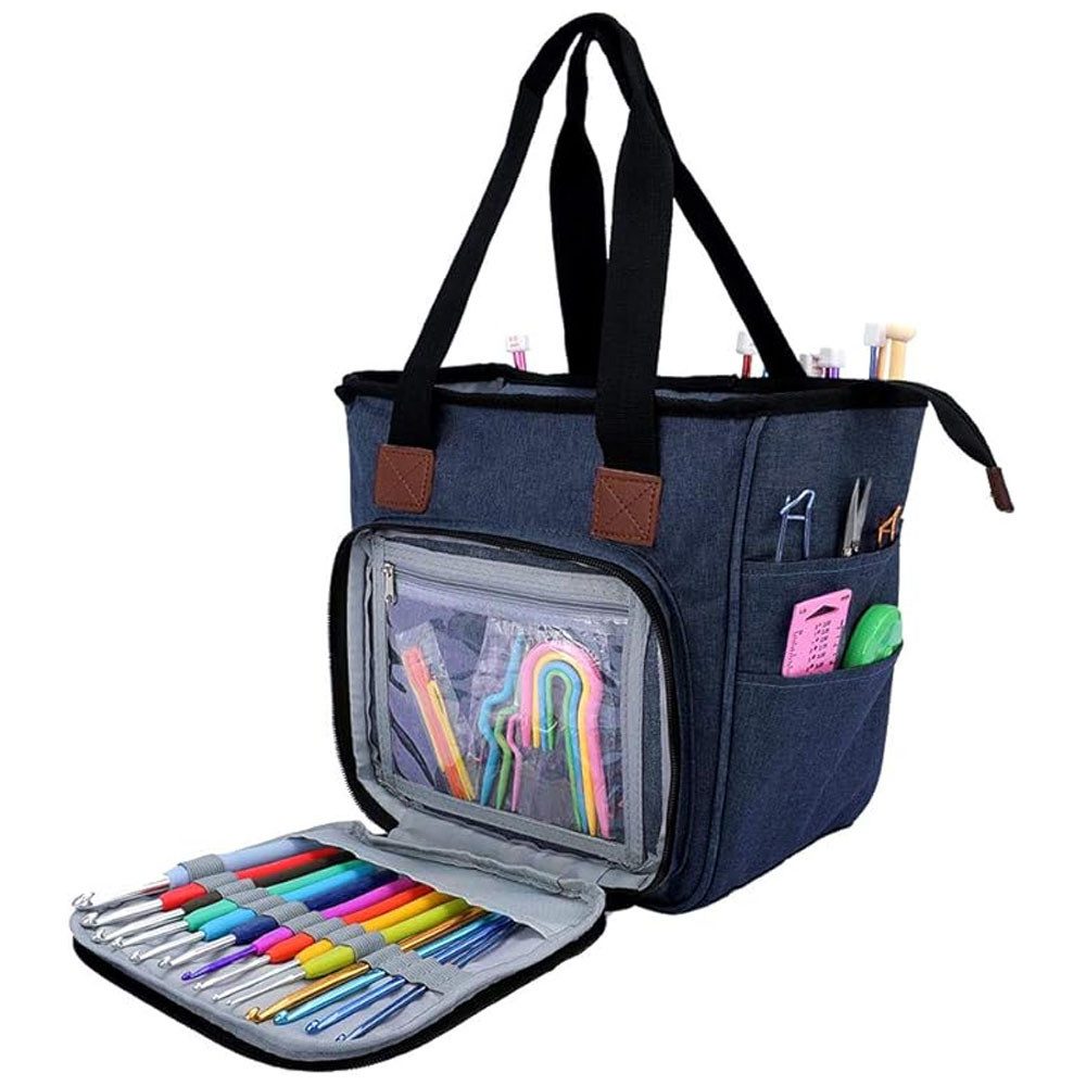 TUWENA Aufbewahrungsbox Häkeltasche für Garn, Leichte Stricknadeln, Wollaufbewahrungstasche, Tragbare Garntasche für Stricknadeln, Häkelnadeln, Wolle und Zubehör