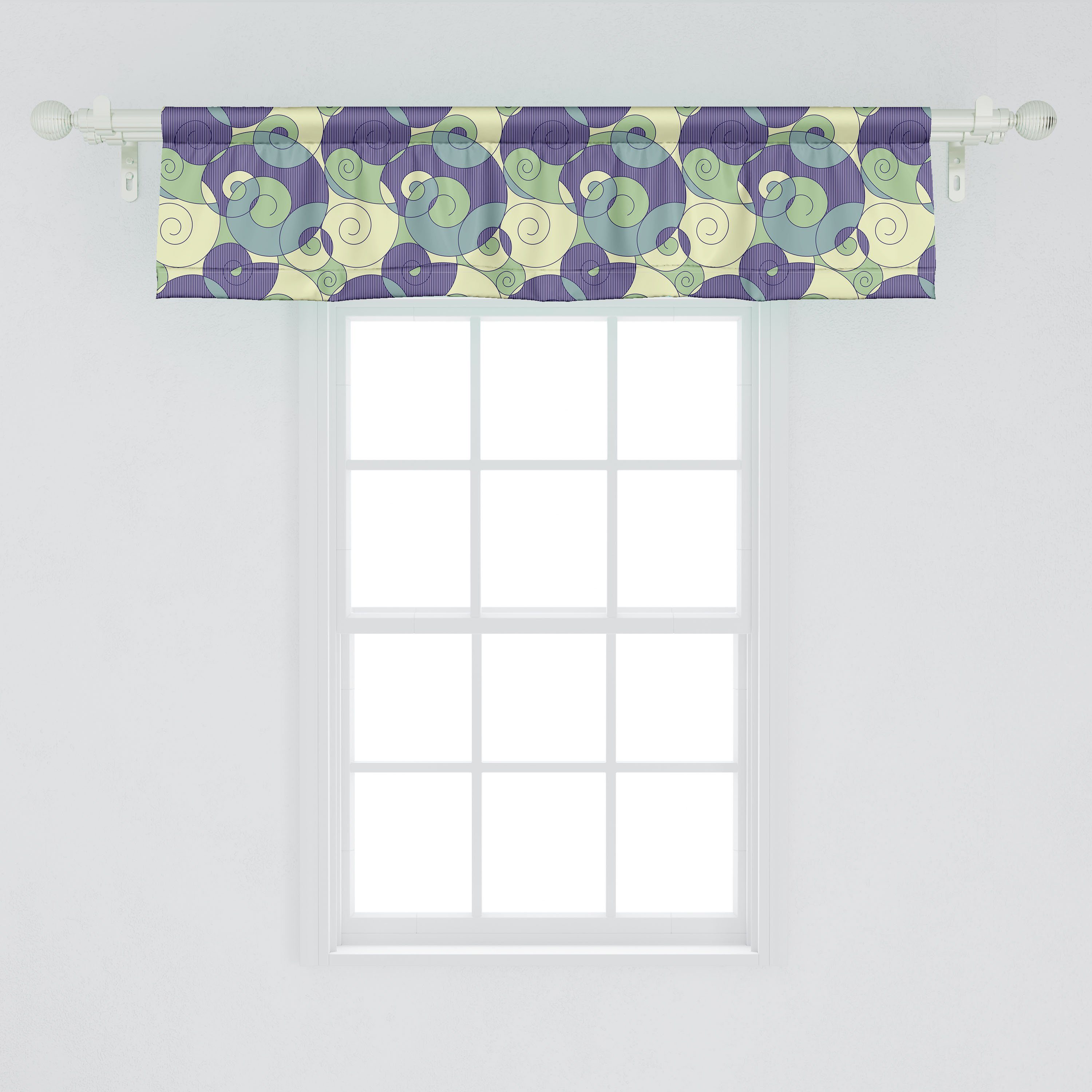 Scheibengardine Vorhang Volant für Küche Abstrakt mit Geometrie Dekor Alte Schlafzimmer Stangentasche, Abakuhaus, Spirale Microfaser