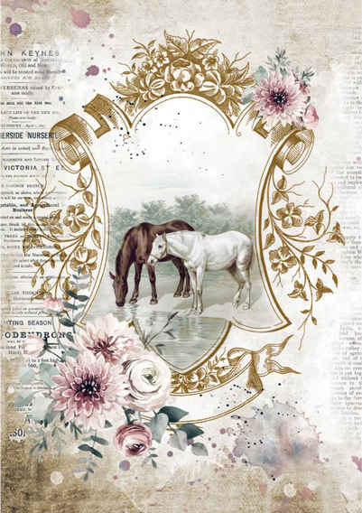Stamperia Seidenpapier »Motiv-Strohseide 'Pferdewiese', DIN A4«