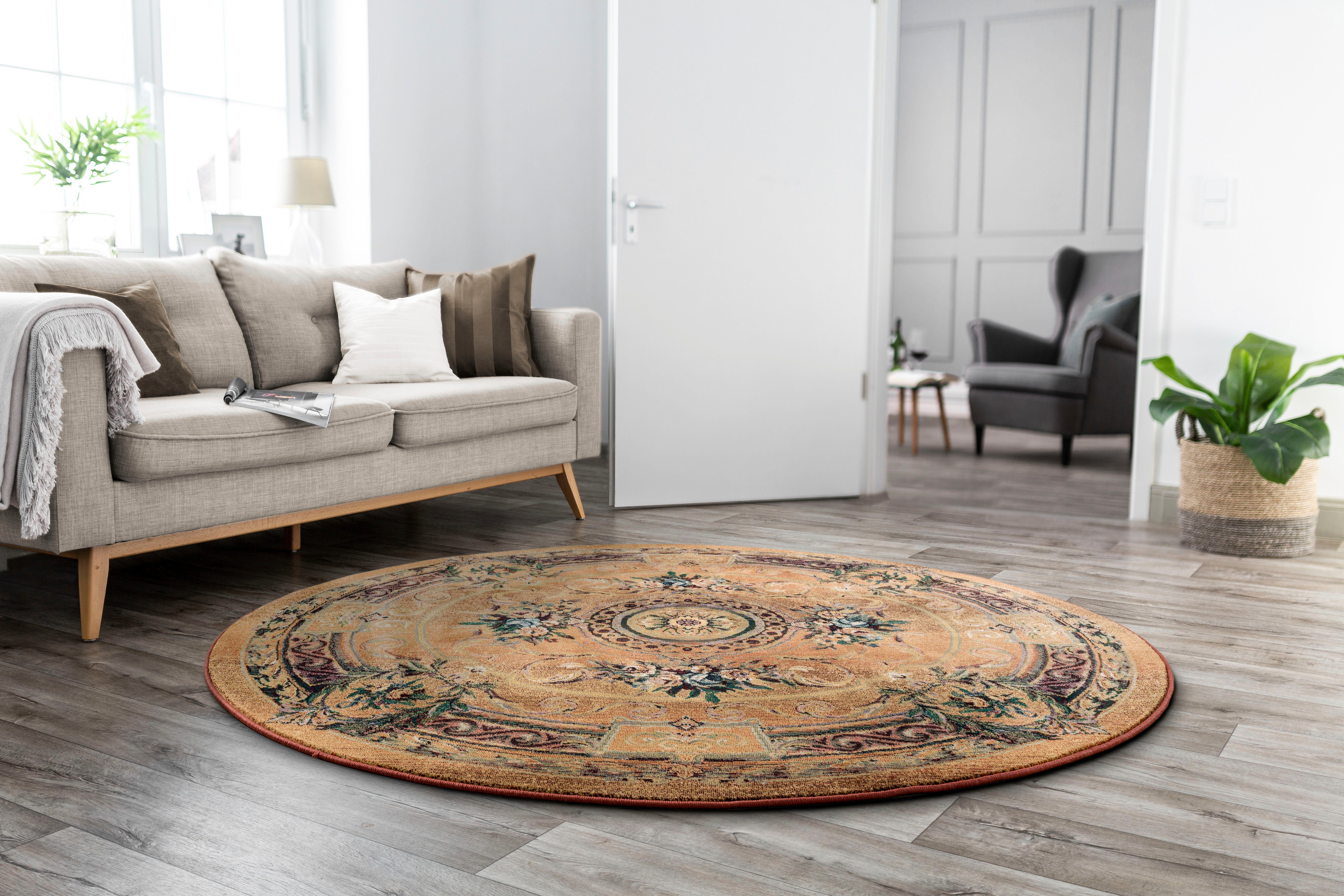 THEKO Teppich Gabiro 856, rund, Höhe: 10 mm, Kurzflor, Orient-Optik, ideal im Wohnzimmer & Schlafzimmer