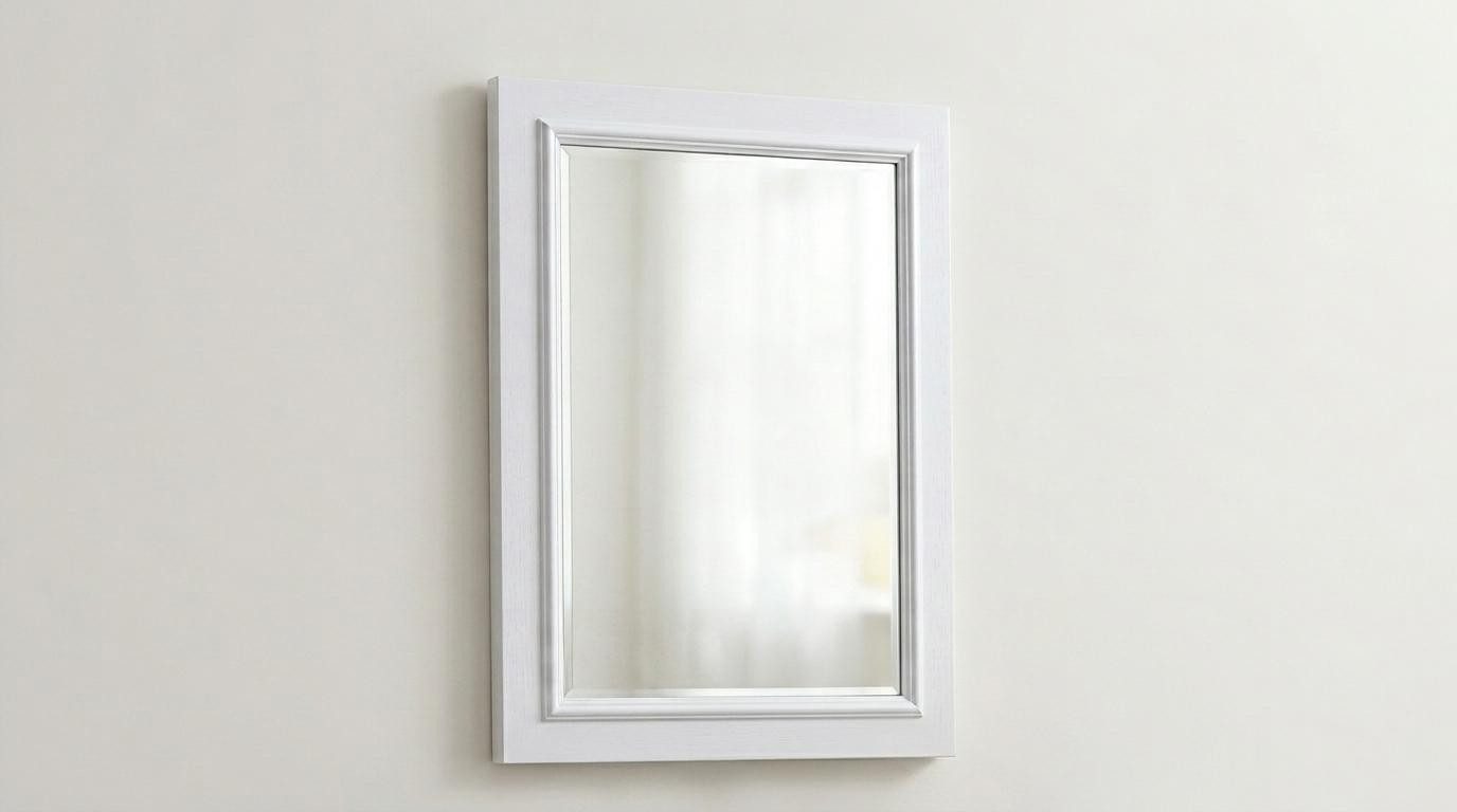 Xlmoebel Dekospiegel Vielseitiger Rechteckspiegel in Weiß aus Holz und Glas, Made in Europa