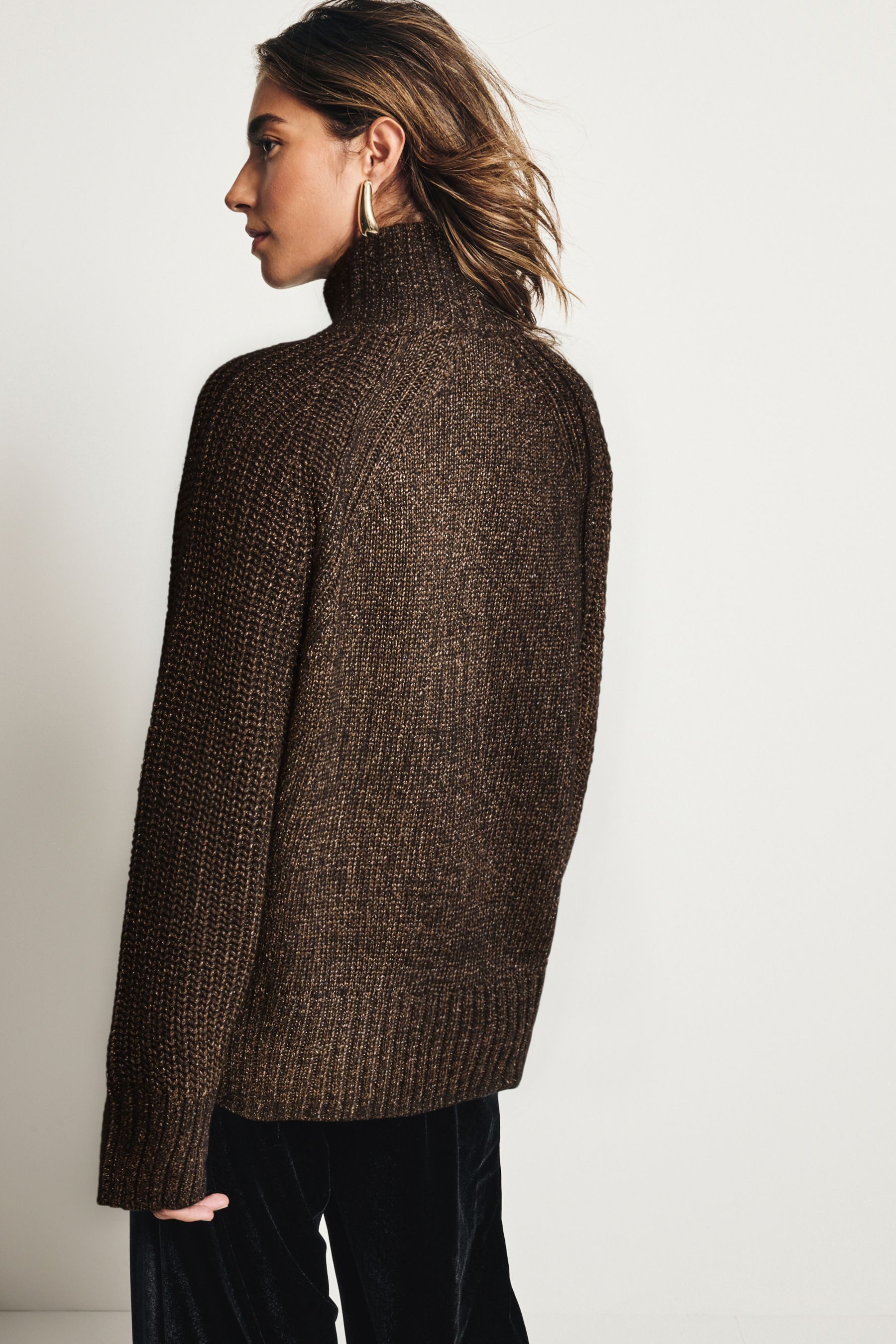 Next Stehkragenpullover Glitzernder Strickpullover mit Stehkragen (1-tlg) günstig online kaufen