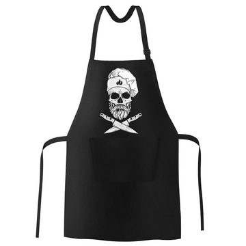 MoonWorks Grillschürze Grill-Schürze für Männer Koch Totenkopf Messer Hipster Skull Chef Grillen Baumwoll-Schürze Küchenschürze Moonworks®, mit kreativem Aufdruck