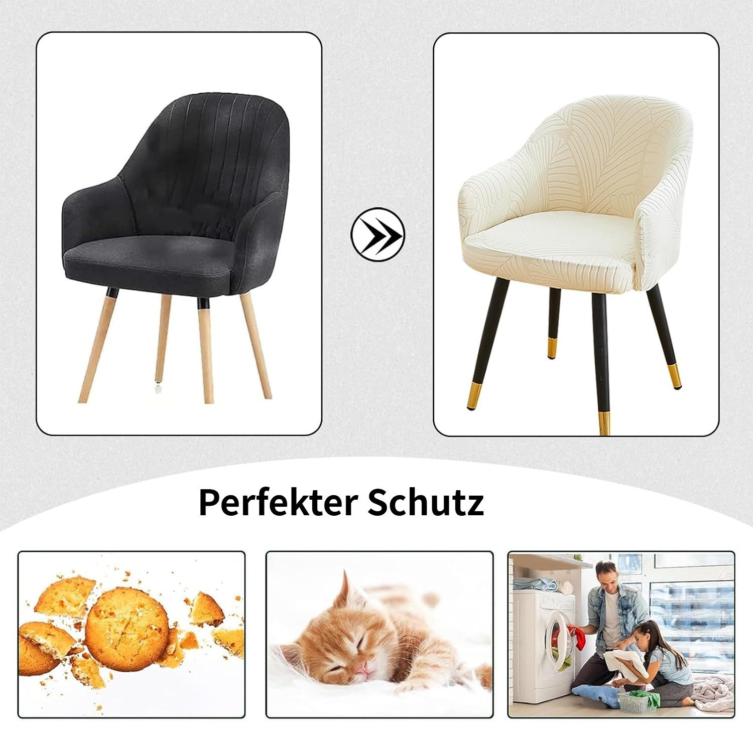 BYSURE Stuhlbezug, Elastischer, gebogener Esszimmerstuhlbezug günstig online kaufen