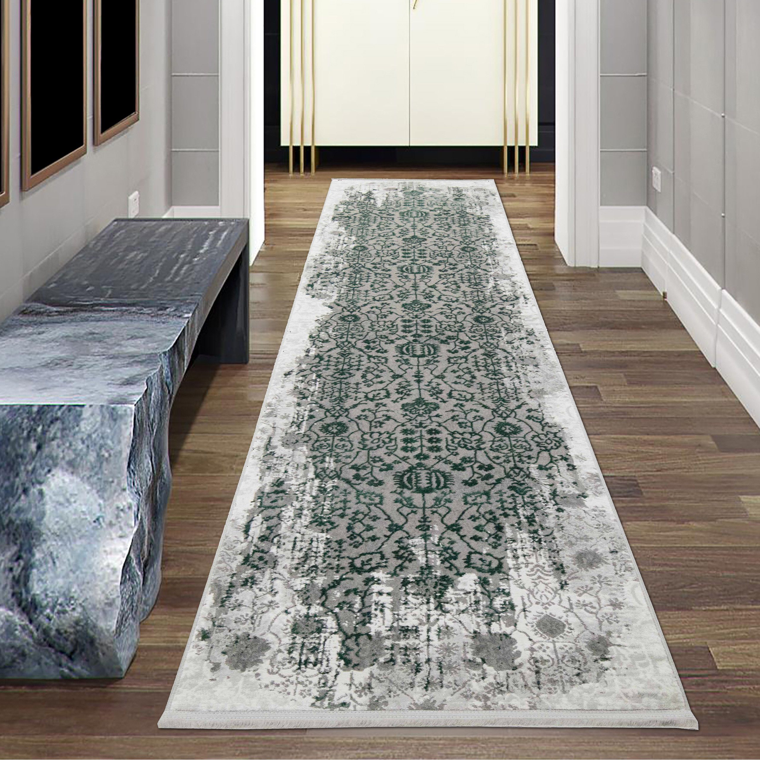 Teppich Teppich Vintage Wohnzimmerteppich Orient Designerteppich Ornamente  in grün, Teppich-Traum, rechteckig, Höhe: 13 mm