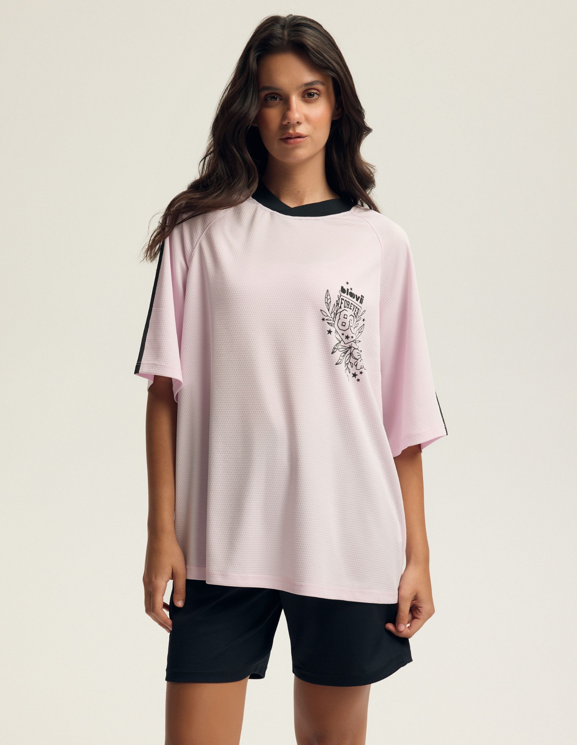 ESOTIQ T-Shirt Oversize-T-Shirt im Basketball-Stil mit Raglanärmeln. Loomy