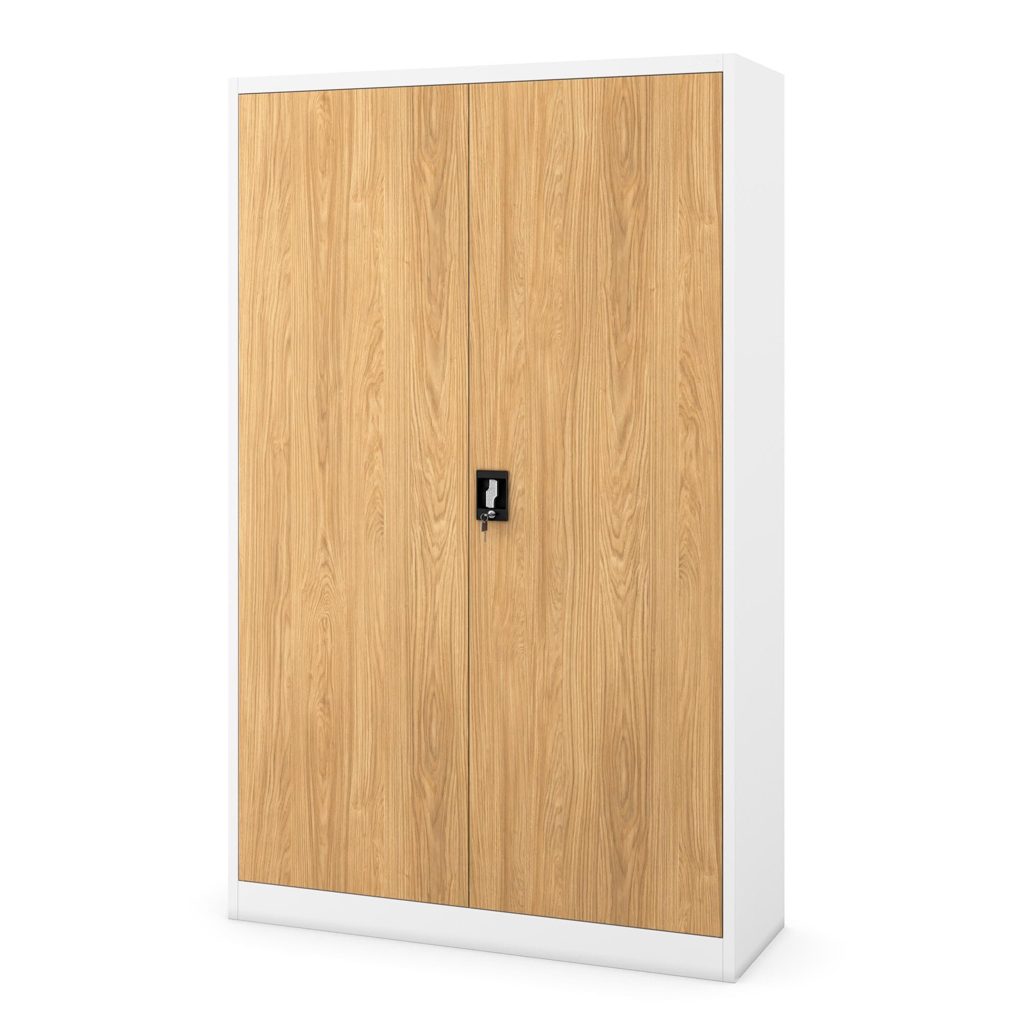 Jan Nowak Aktenschrank Metall Büroschrank abschließbar 115 cm JAN II 5 Böden Stahl (Ordnerschrank Kanzlei Praxis Büro Sozialraum Kleiderstange, Pulverbeschichtet 0,6 mm 185 x 115 x 45 cm Wandmontage 60 Ordner) Schloss 2 Schlüssel robust langlebig 14 Farben