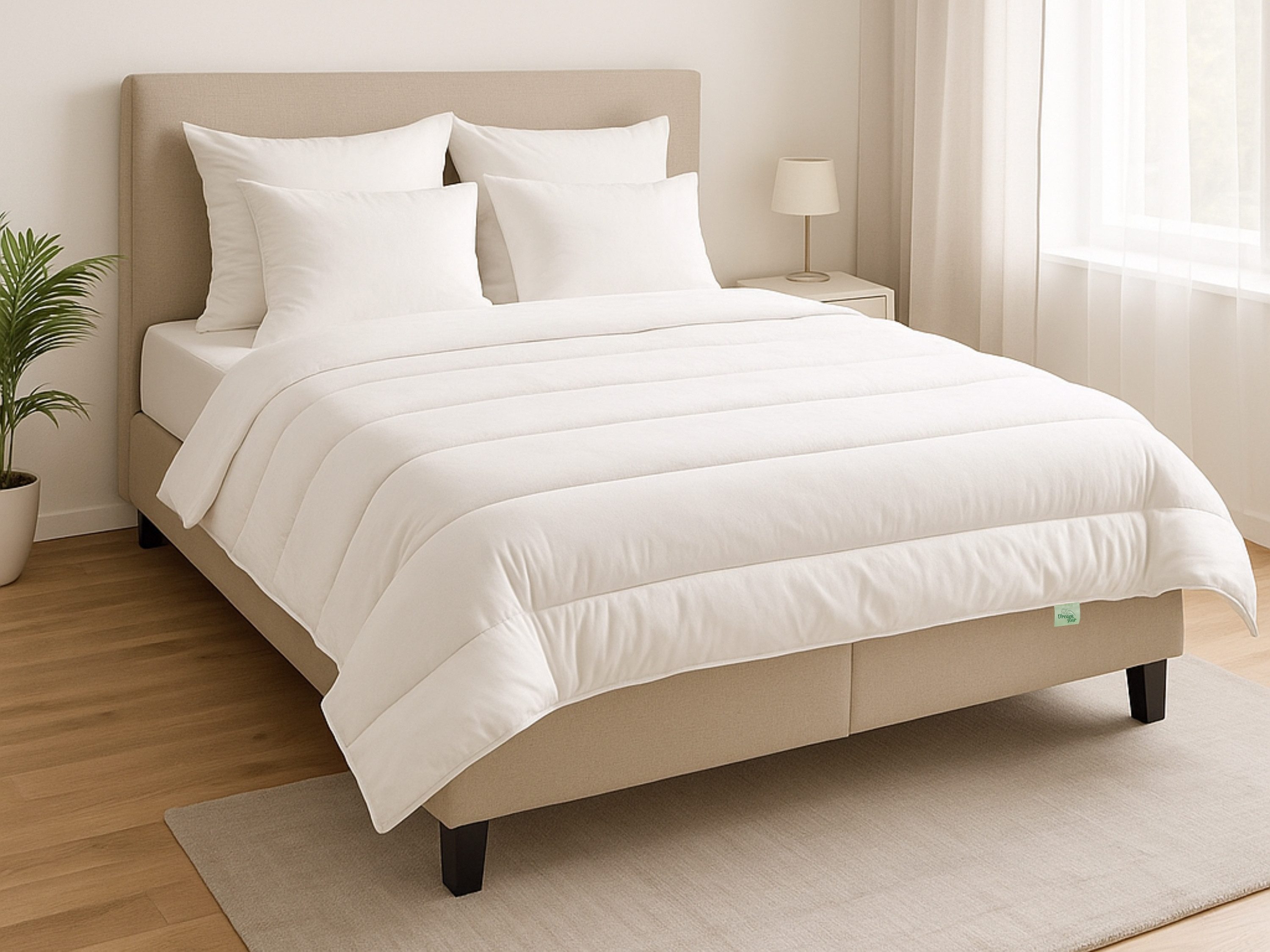Dreamstar Microfaserbettdecke + Kopfkissen Bettdecke 135x200 oder 155x220 cm mit Kissen 40x80 oder 80x80 cm, Füllung: Faserfüllung, Bezug: Microfaser, Bettwaren-Set, 4 Jahreszeiten-Bettdecke & Kissen, weich & atmungsaktiv