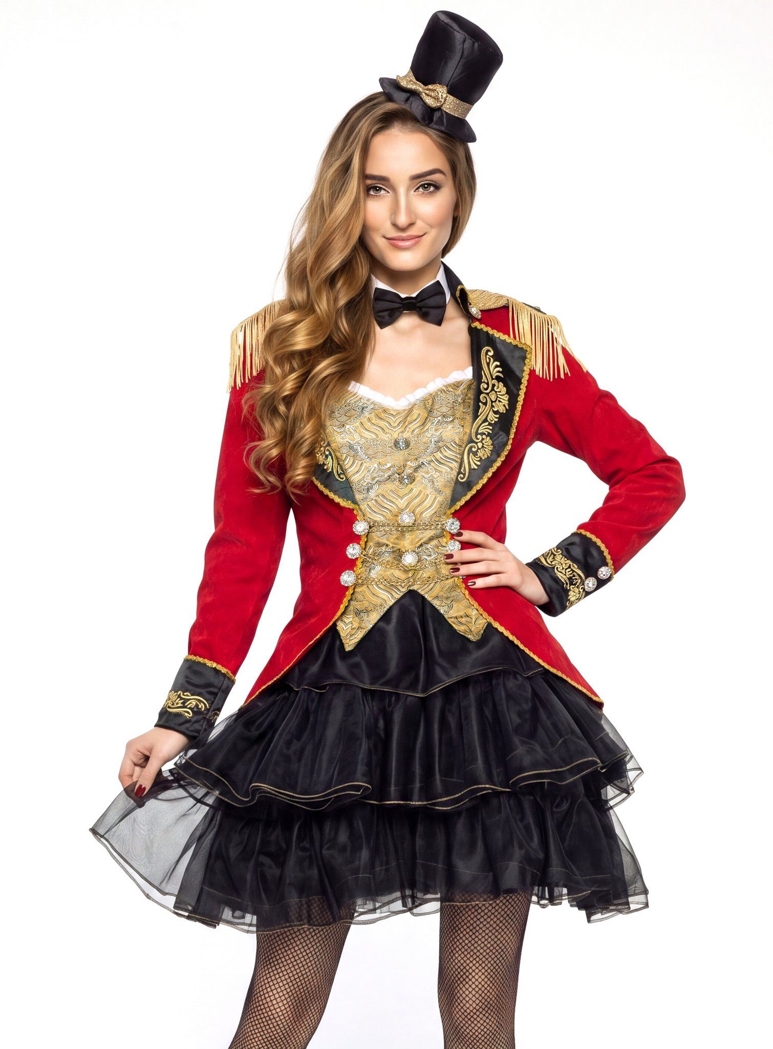 Maskworld Kostüm Zirkusdirektorin Burlesque Halloween Kostüm Damen, Sexy verspieltes Kostüm für einen betörenden Auftritt
