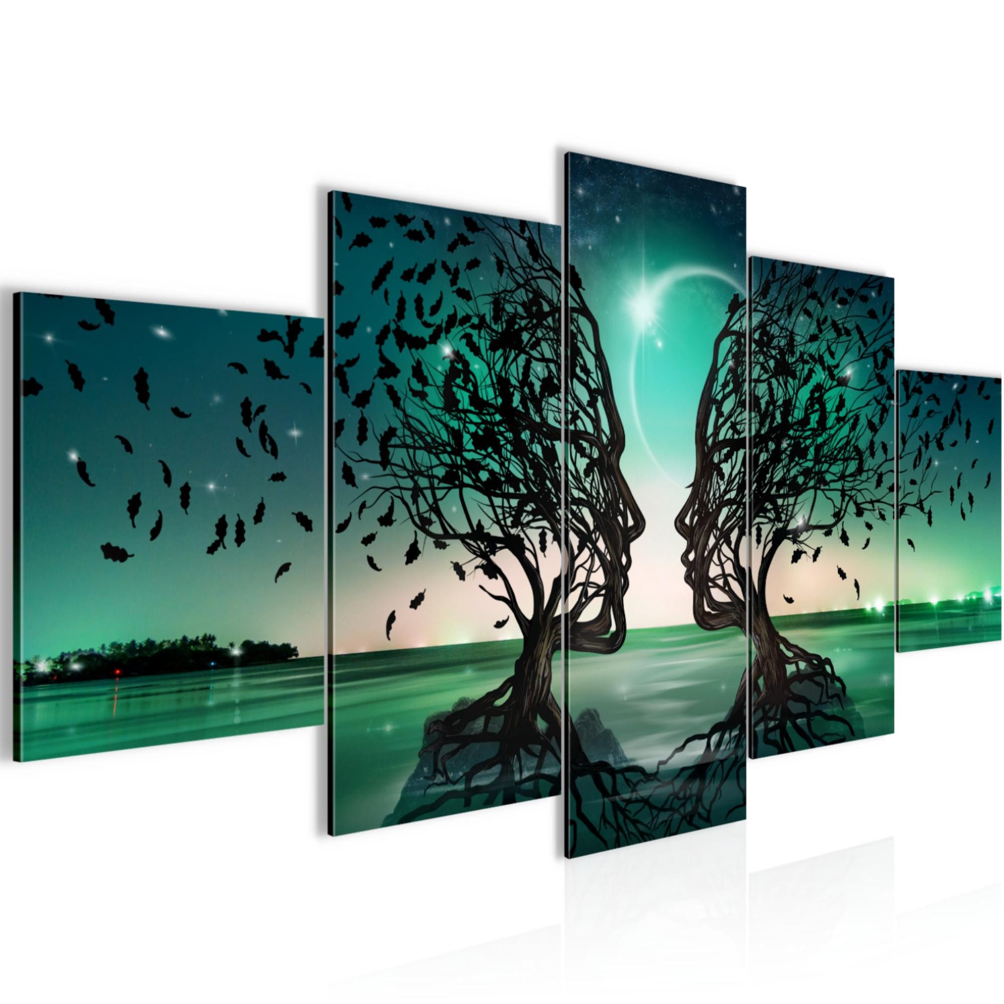 Runa Art Wandbild Wandbilder Wohnzimmer XXL Liebespaar Moderne Bilder 150 x 75 cm, (5 St)