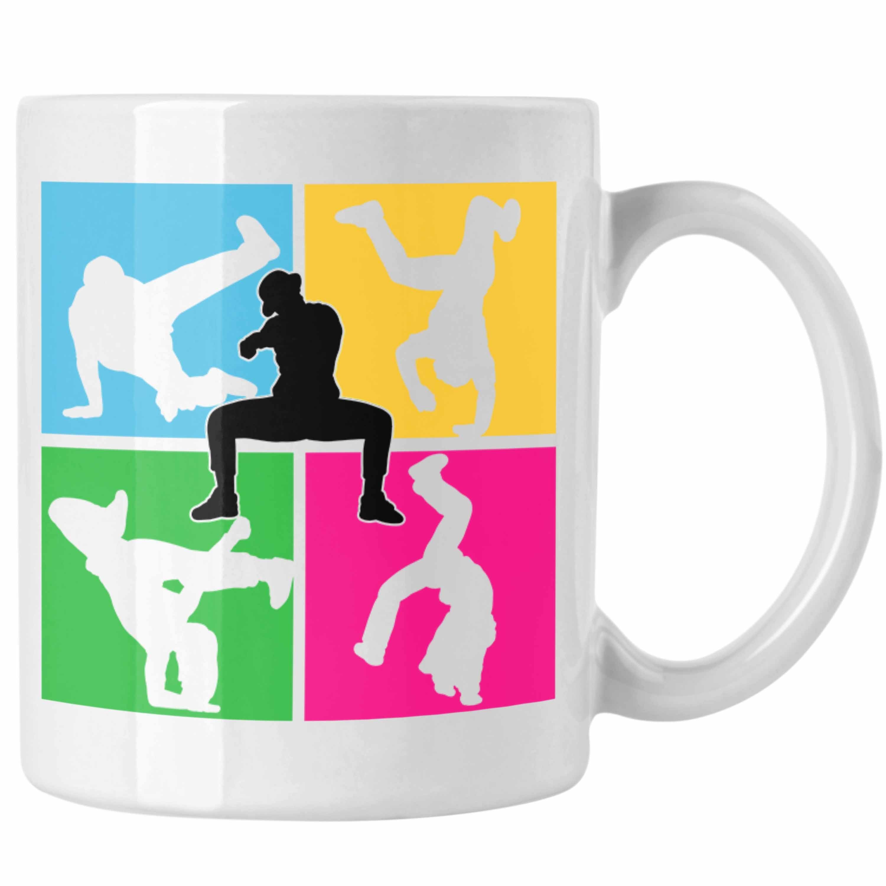 Trendation Tasse Trendation - Break-Dance Tasse Geschenk Jungs Breakdancer Geschenkidee Geburtstag Weihnachten Bunt Weiss