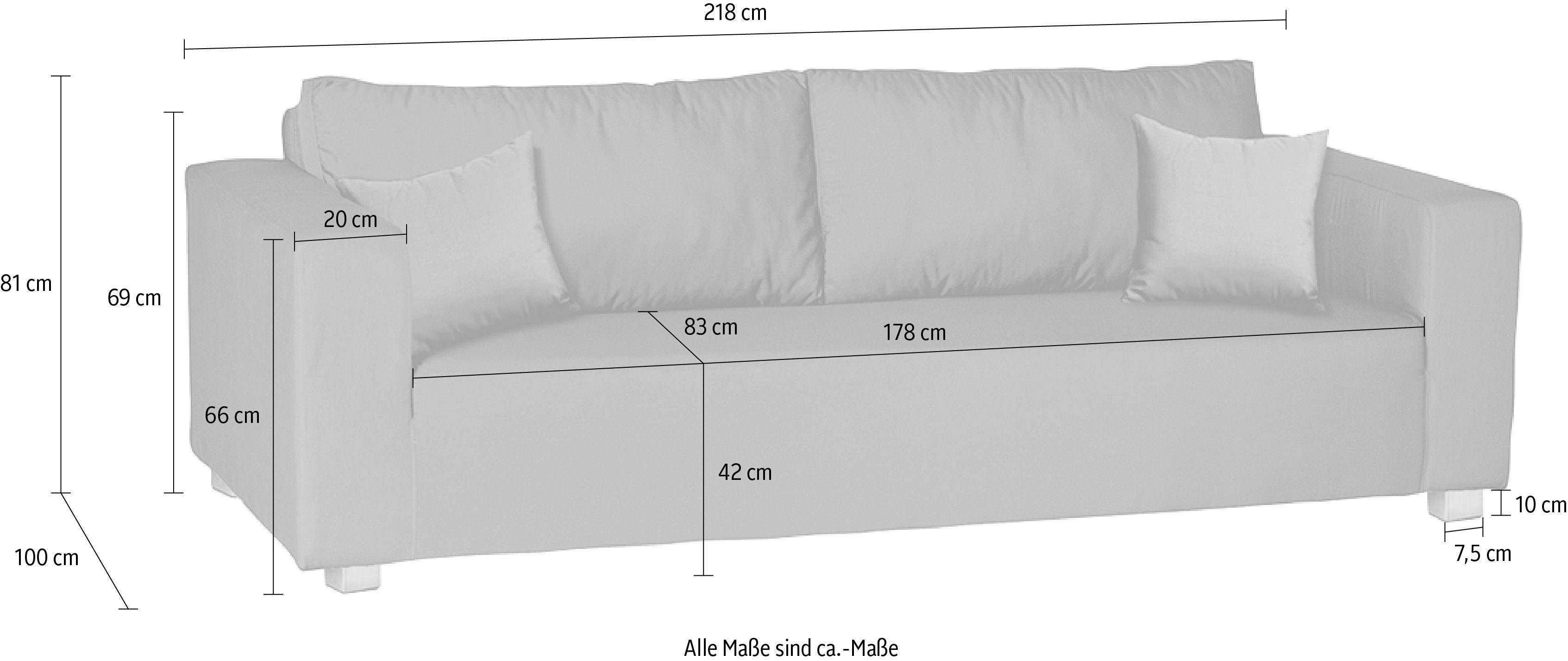 Fink 3-Sitzer CARLO, meliert cm für grau UV geeignet, Outdoor Breite 218 beständig