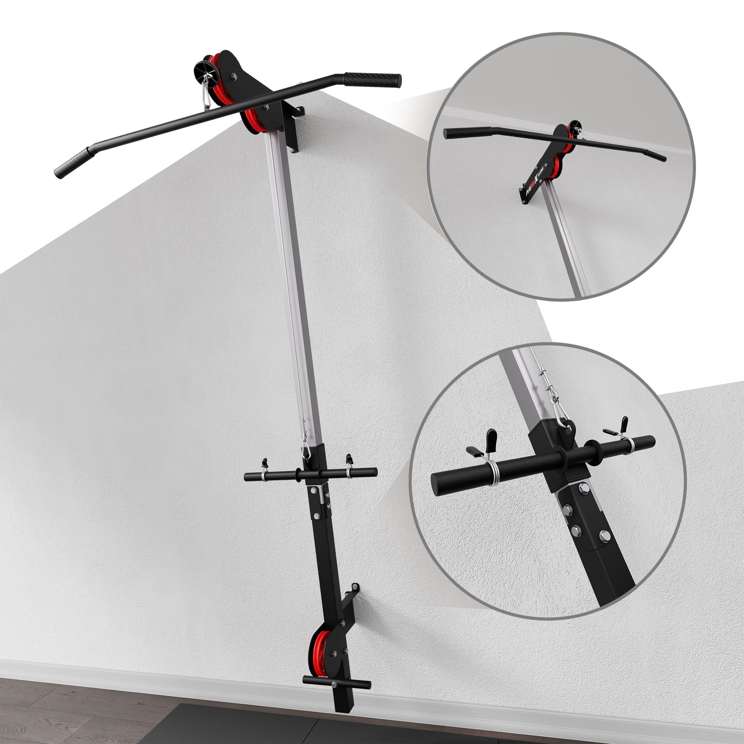 K-SPORT Kraftstation Oberer & unterer Kabelzug zur Wandmontage, (Fitness-Seilzug für effektiven Muskelaufbau, Kabelzugstation zum Trainieren Aller Muskeln), Made in EU!