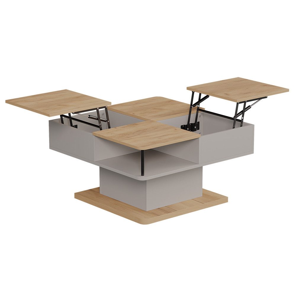 Vicco Couchtisch Movira, Beige/Goldkraft Eiche, 80 x 45 cm mit Staufächern (1-St)