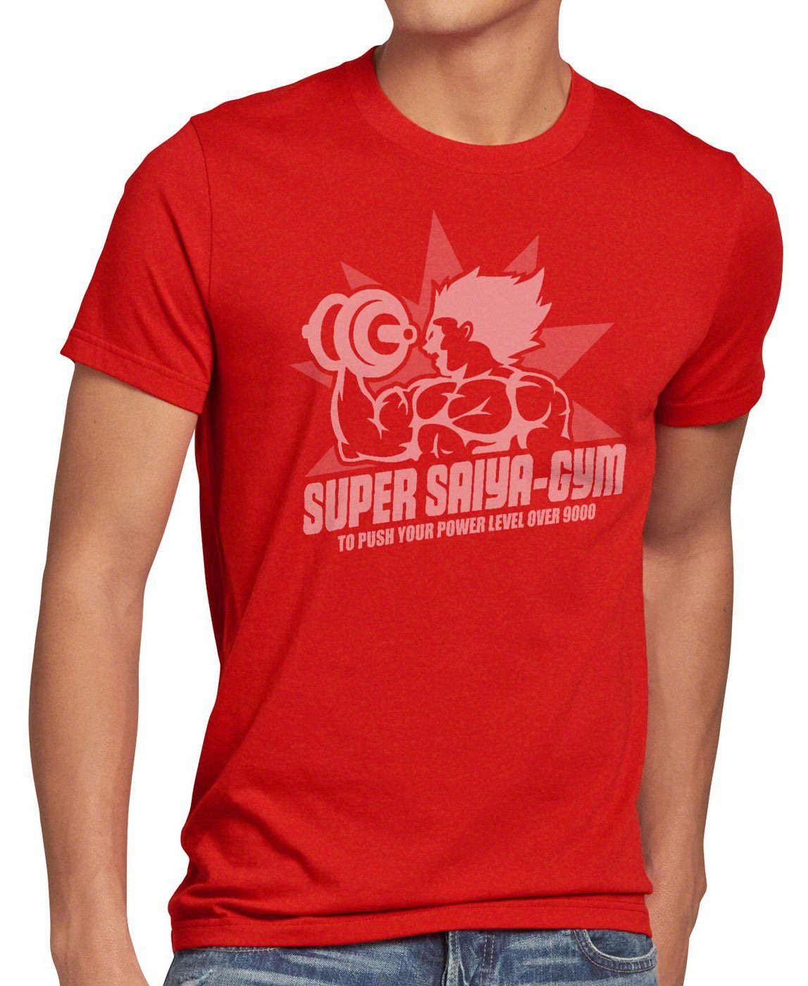 Print-Shirt songoku z dragonball rot T-Shirt roshi Herren studio Super Saiya Gym style3 fitness meister