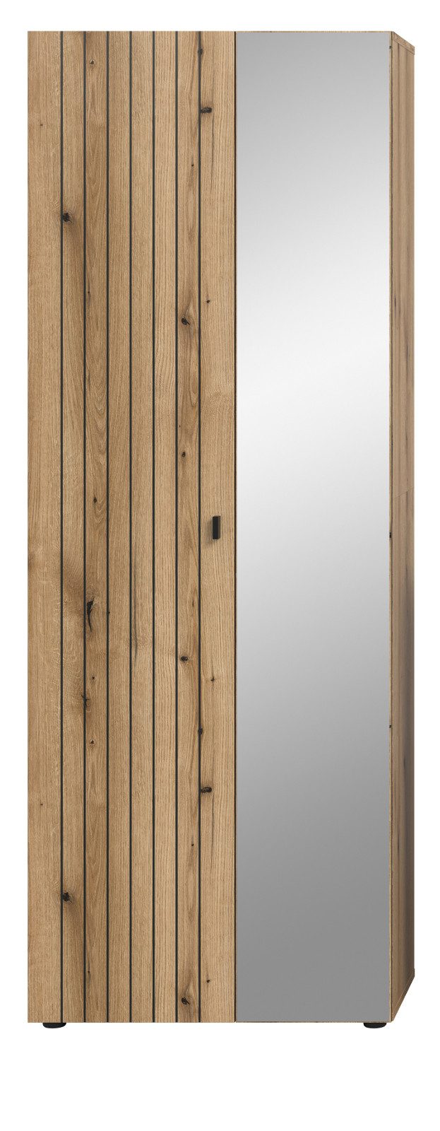 Inn.Furn Garderobenschrank Loreno (Schuhschrank in Eiche mit Spiegeltür, 70 x 192 cm) variable Inneneinteilung