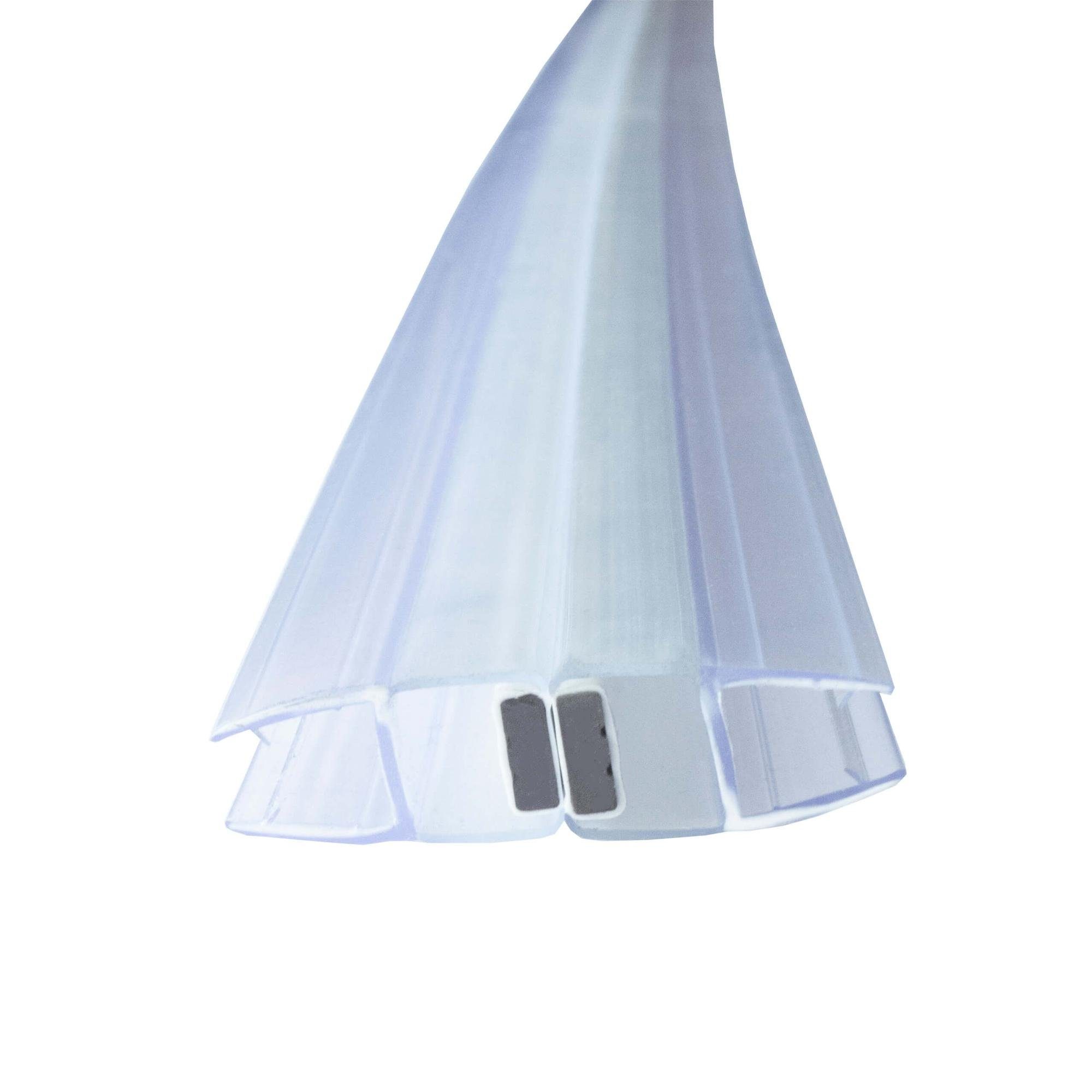 Bagnoxx Duschdichtung, L: 200 cm, (200cm Magnetdichtung für Duschtüren 180 Grad 8mm Glasstärke, 1-St), Schiebetür oder Pendeltür im 180 Grad Schließwinkel, PVC Duschlippe