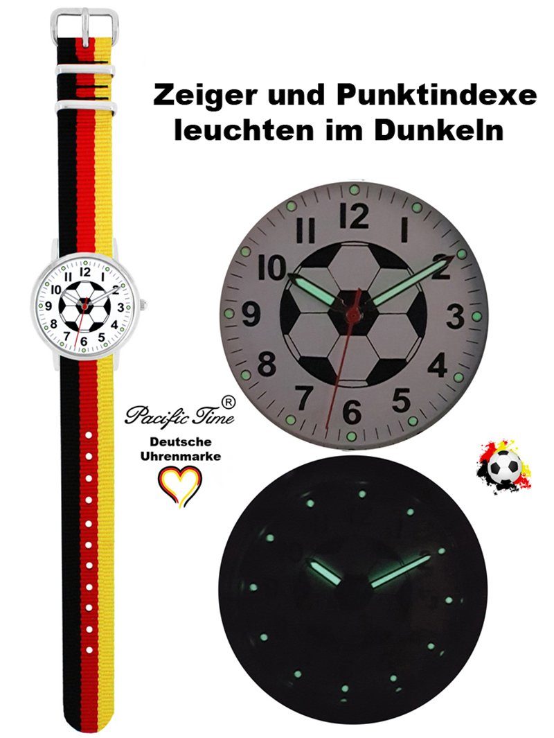 Pacific Time Quarzuhr Kinder Armbanduhr analog Mädchen Jungen Fußball Fan Sport, Wechselarmband Mix and Match - Gratis Versand