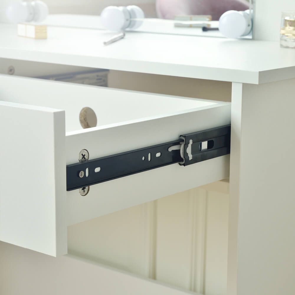 HOME DELUXE Schminktisch KYLIE - 130 x 80 x 40 cm, einstellbare LED Beleuchtung & Stauraum I Frisiertisch