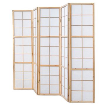 Homestyle4u Paravent 5fach Holz Raumteiler Shoji Wand natur, 5-teilig
