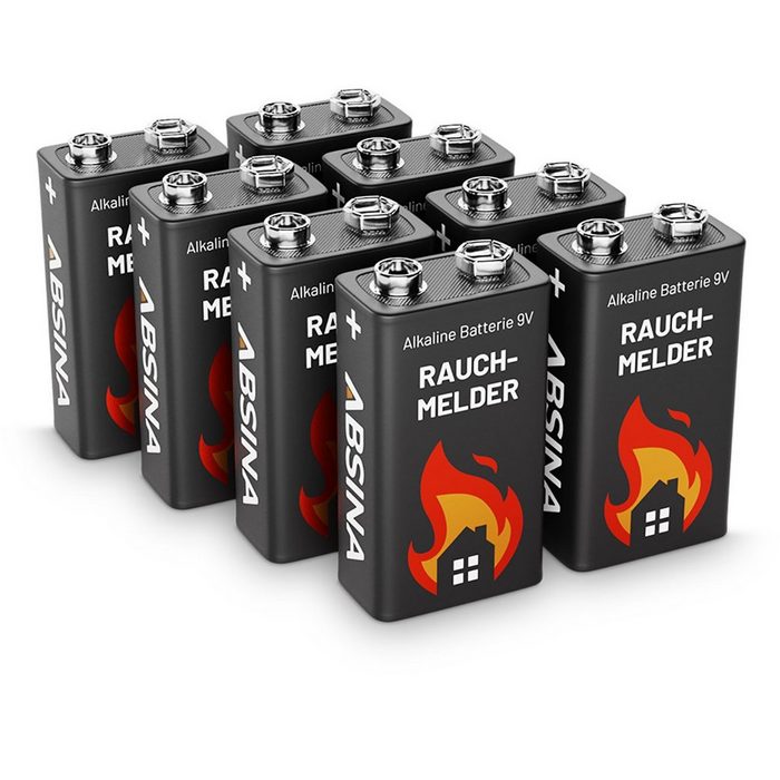 ABSINA 8er Pack Alkaline 9V 6LR61 Block-Batterien ideal f Batterie (9 V)