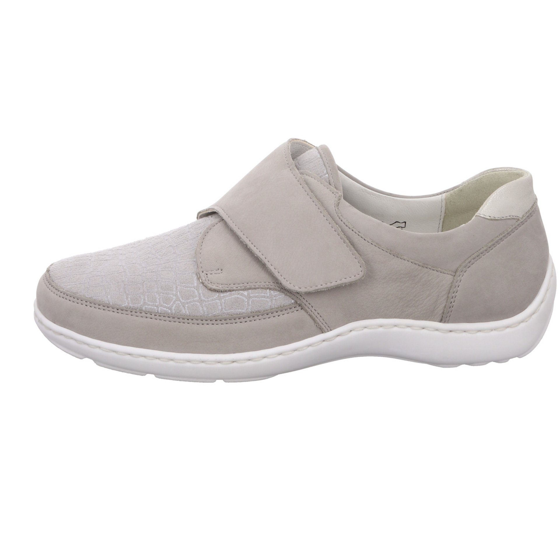 Slipper Henni Slipper Schuhe Damen stein/silber Klettschuh Waldläufer Lederkombination