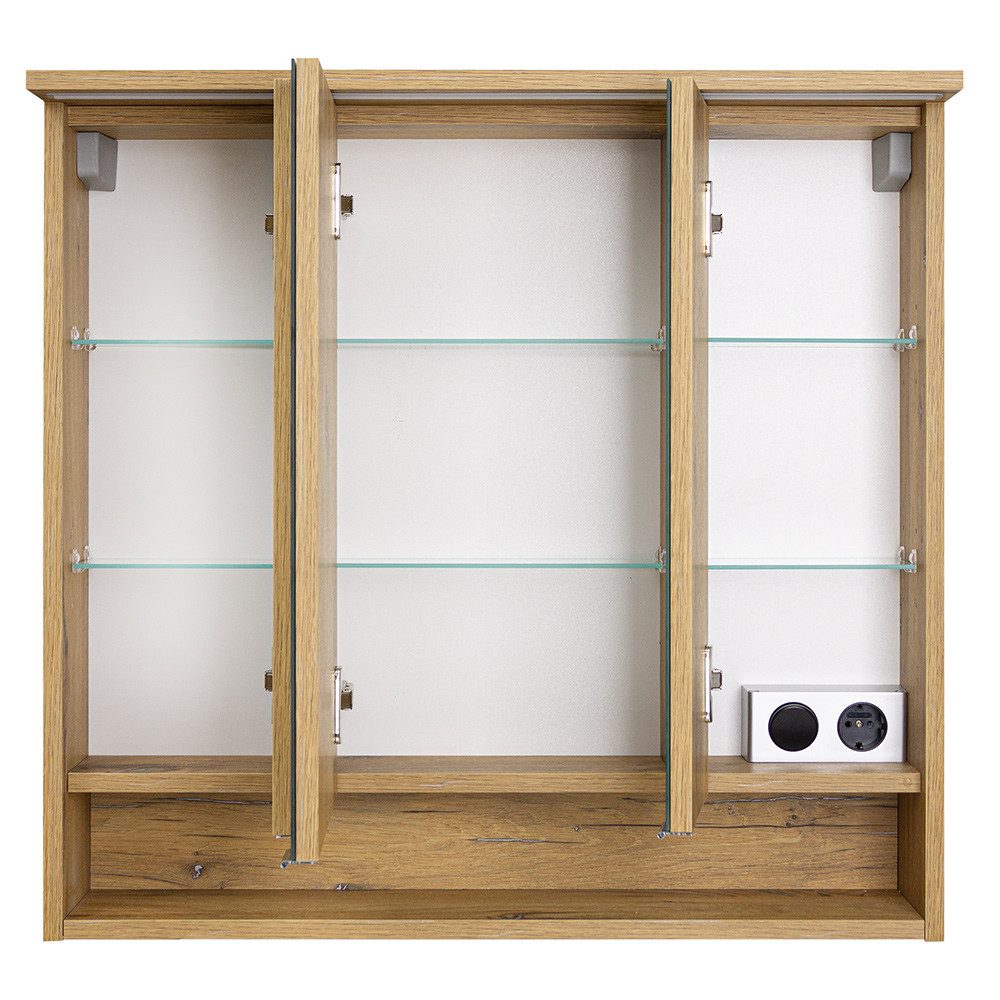 Lomadox Spiegelschrank MILAZZO-147 Eiche Badschrank LED günstig online kaufen