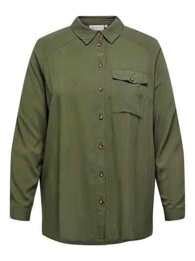 ONLY CARMAKOMA Blusenshirt Lange Hemd Bluse Plus Size Übergrößen Tunika Shirt CARDENIZIA 4483 in Grün