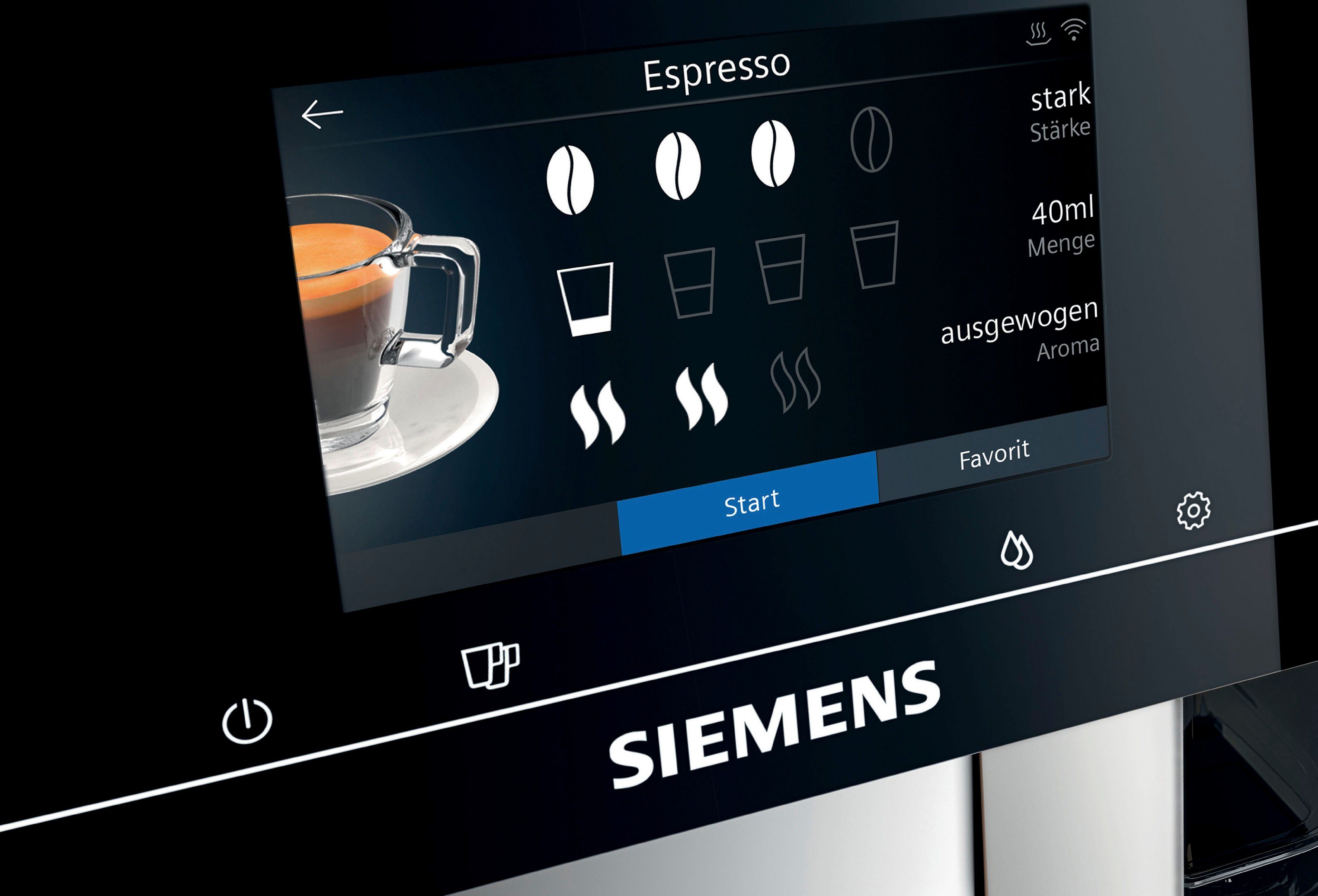 SIEMENS Kaffeevollautomat EQ.700 bis Milchsystem-Reinigung Inox 10 speicherbar, metallic Full-Touch-Display, TP705D47, silber Profile