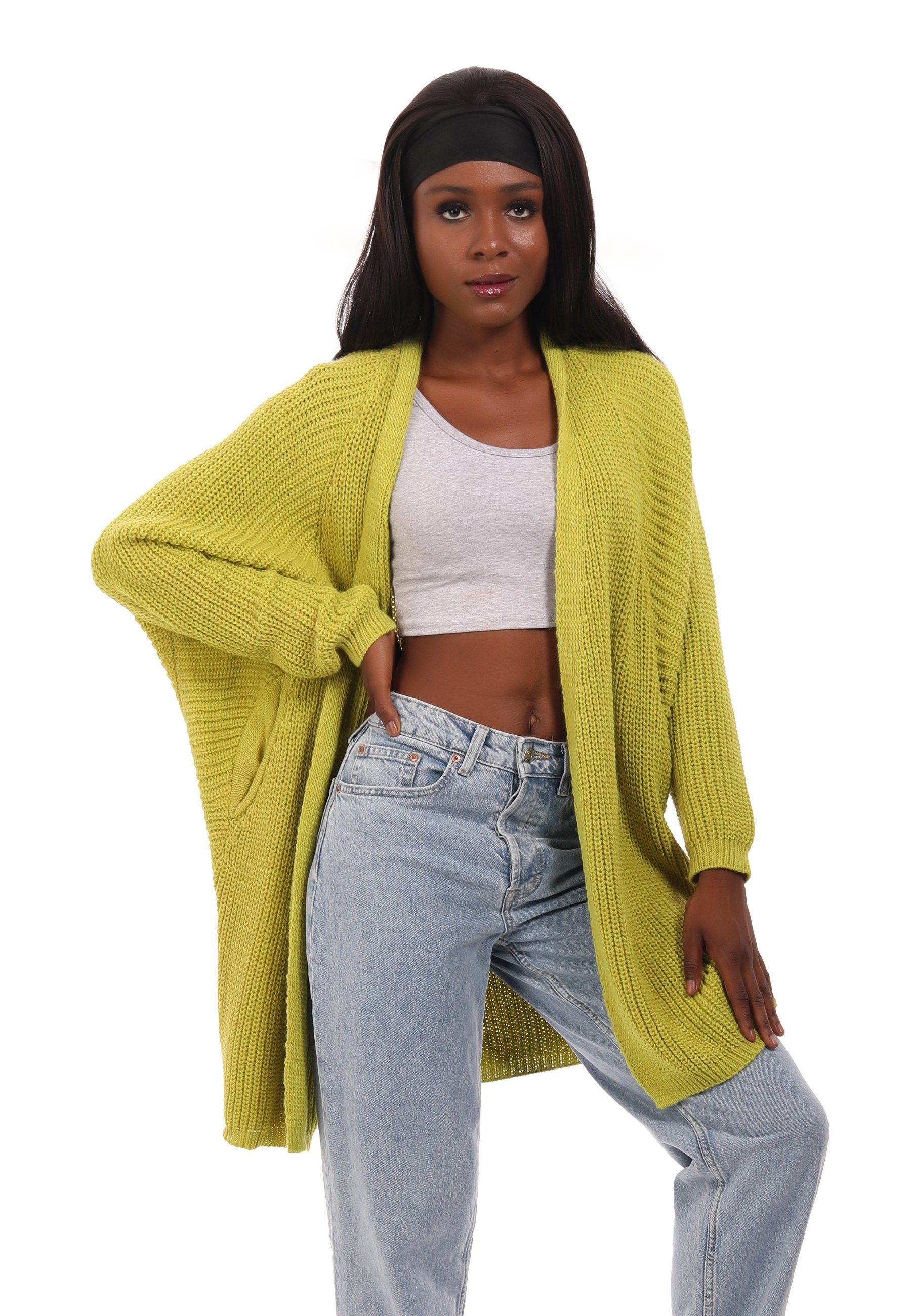 YC Fashion & Style Cardigan Grobstrick-Cardigan im Oversize-Look – One Size (36–52) (1-tlg) in Unifarbe
