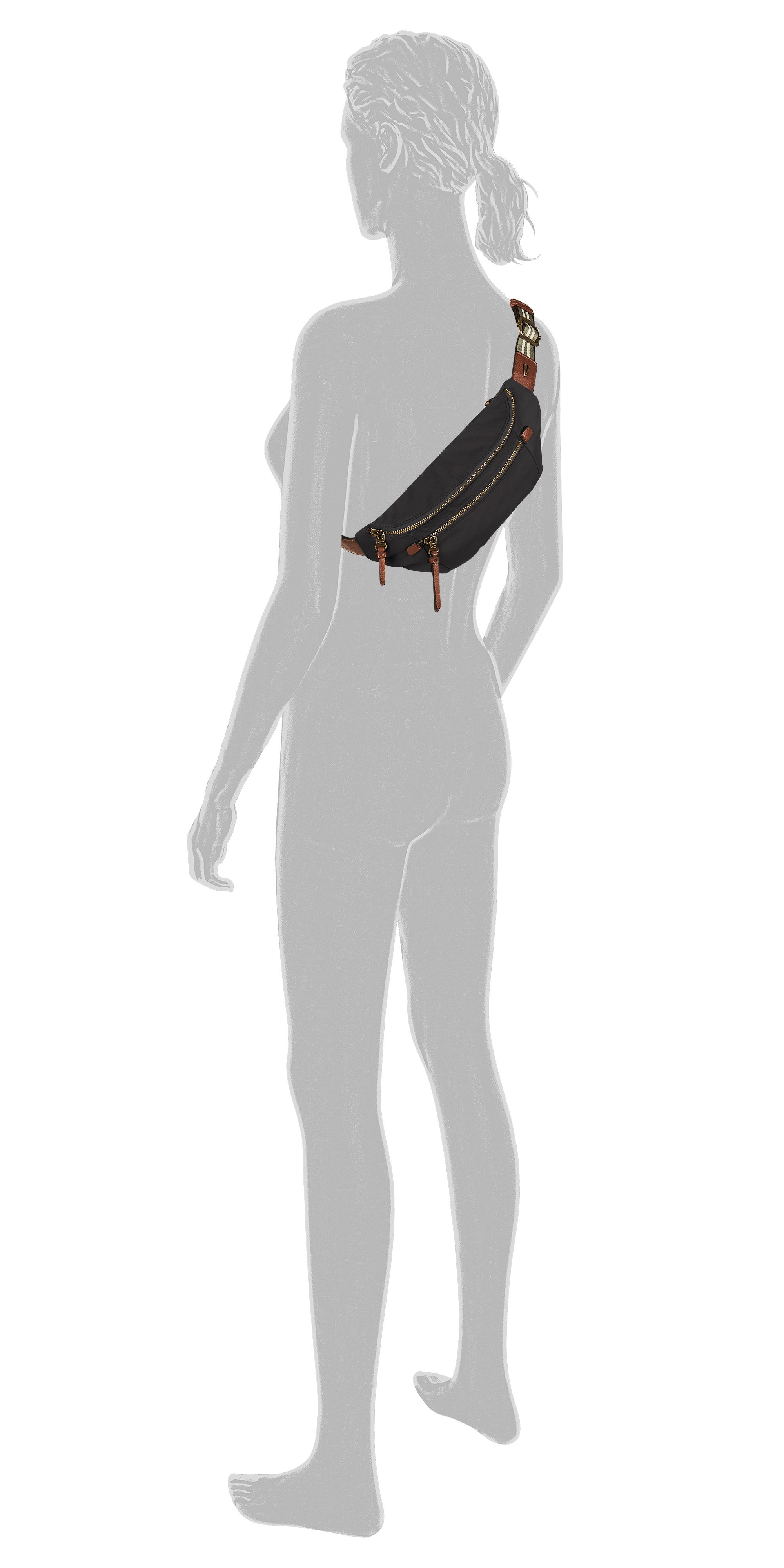 camel active Bauchtasche Bari, aus hochwertigem matten Nylon mit gestreiftem Gewebeband