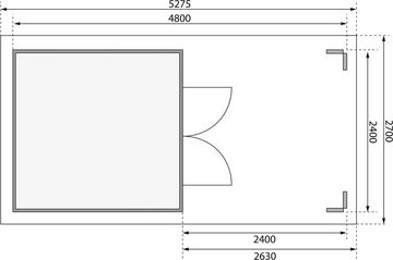 Karibu Gartenhaus Traufberg 3, BxT: 528x288 cm, (Set), mit Dachausbauelement, naturbelassen