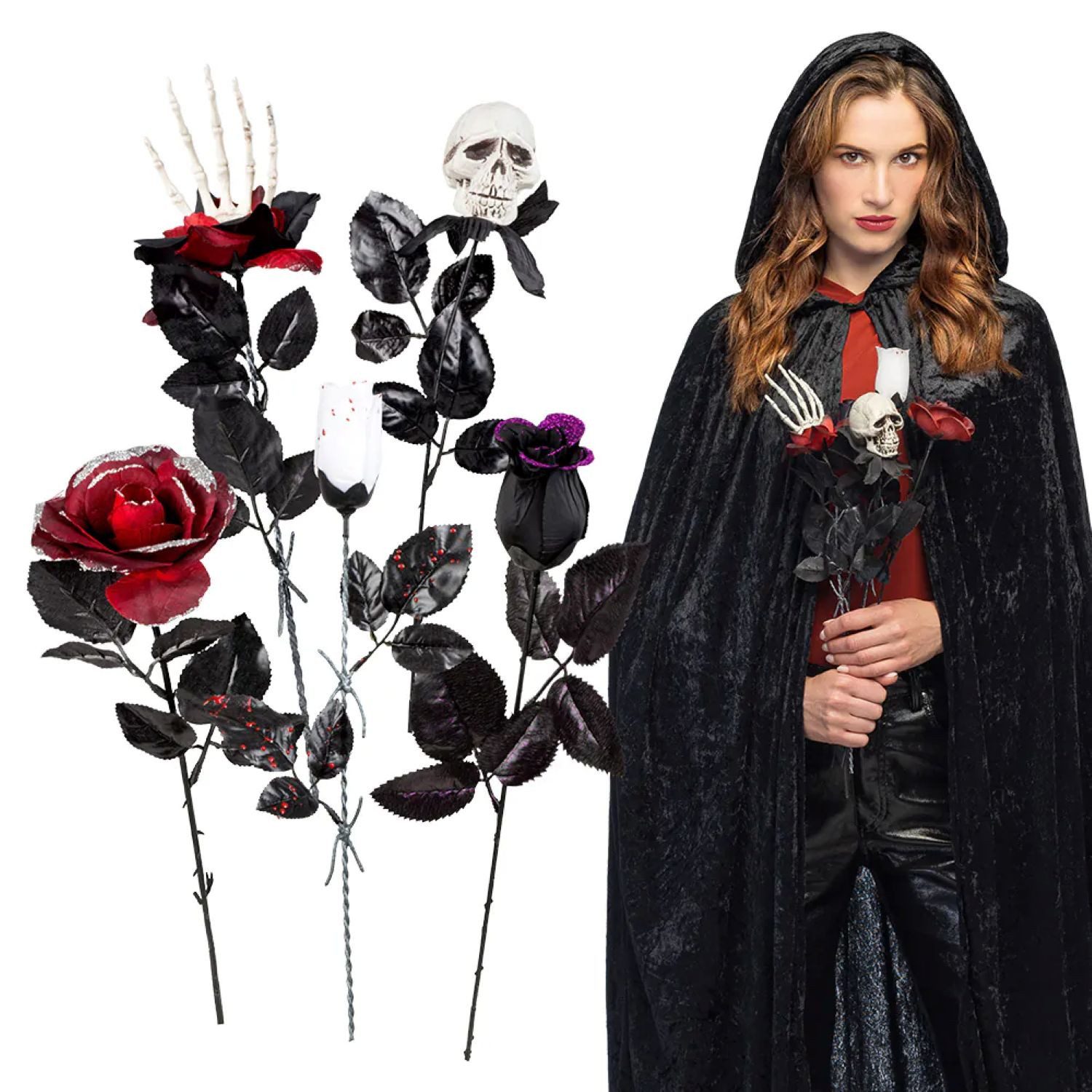 Boland Dekoobjekt Blumen Halloween 5-fach sort., 45 cm
