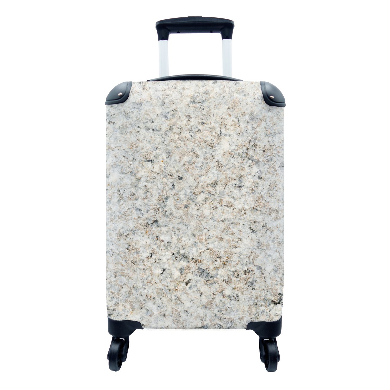 Granit - - Handgepäckkoffer Trolley, Stein rollen, mit 4 Handgepäck - MuchoWow Weiß Grau Rollen, für Reisetasche - Textur, Reisekoffer Ferien,