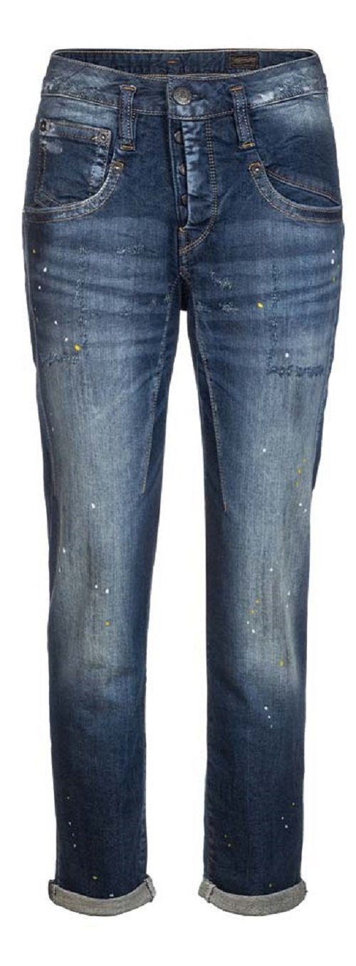 Boyfriend-Jeans HERRLICHER SHYRA CROPPED JEANS MIT FARBKLECKSEN DESTROY