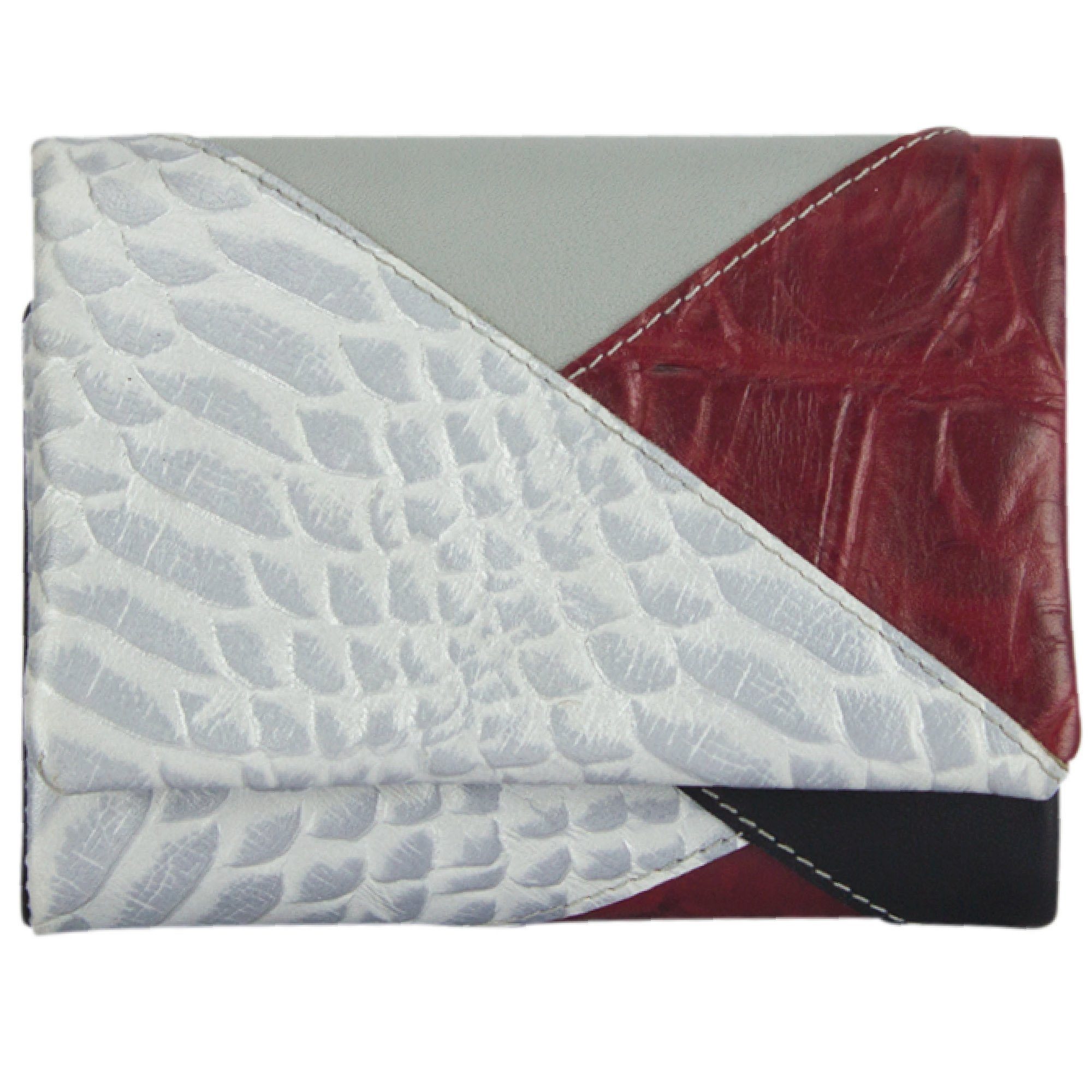 Sunsa Geldbörse Leder Geldbeutel Portemonnaie Brieftasche, echt Leder, mit RFID-Schutz, in eleganten Design, zeitlos weiß/rot