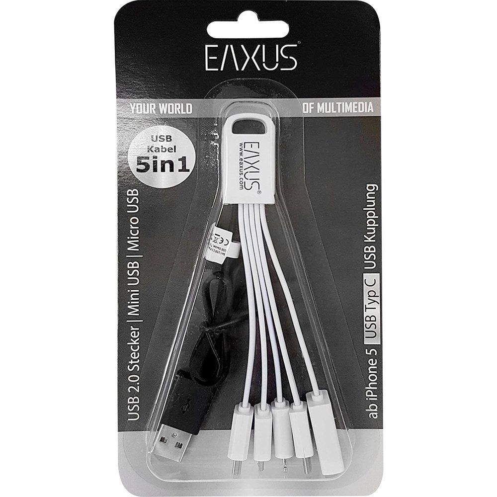 Stecker, USB mit 5in1 C, Ladekbael Typ 8-pin Eaxus 2.0 Micro Kfz-Relais EAXUS Mini, USB